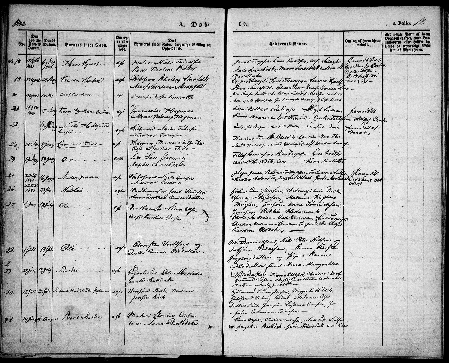Risør sokneprestkontor, SAK/1111-0035/F/Fa/L0003: Parish register (official) no. A 3, 1838-1864, p. 18