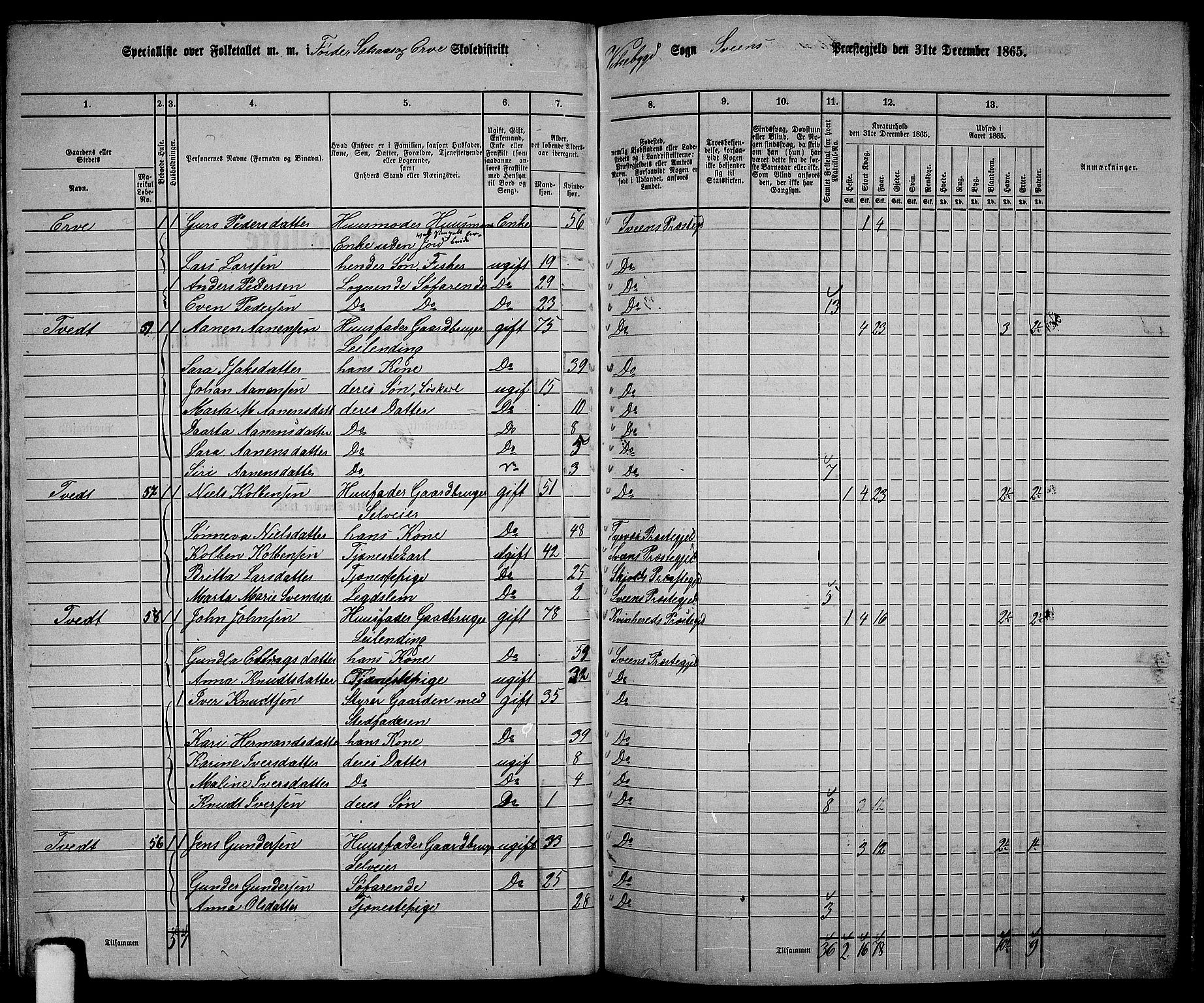 RA, 1865 census for Sveio, 1865, p. 97