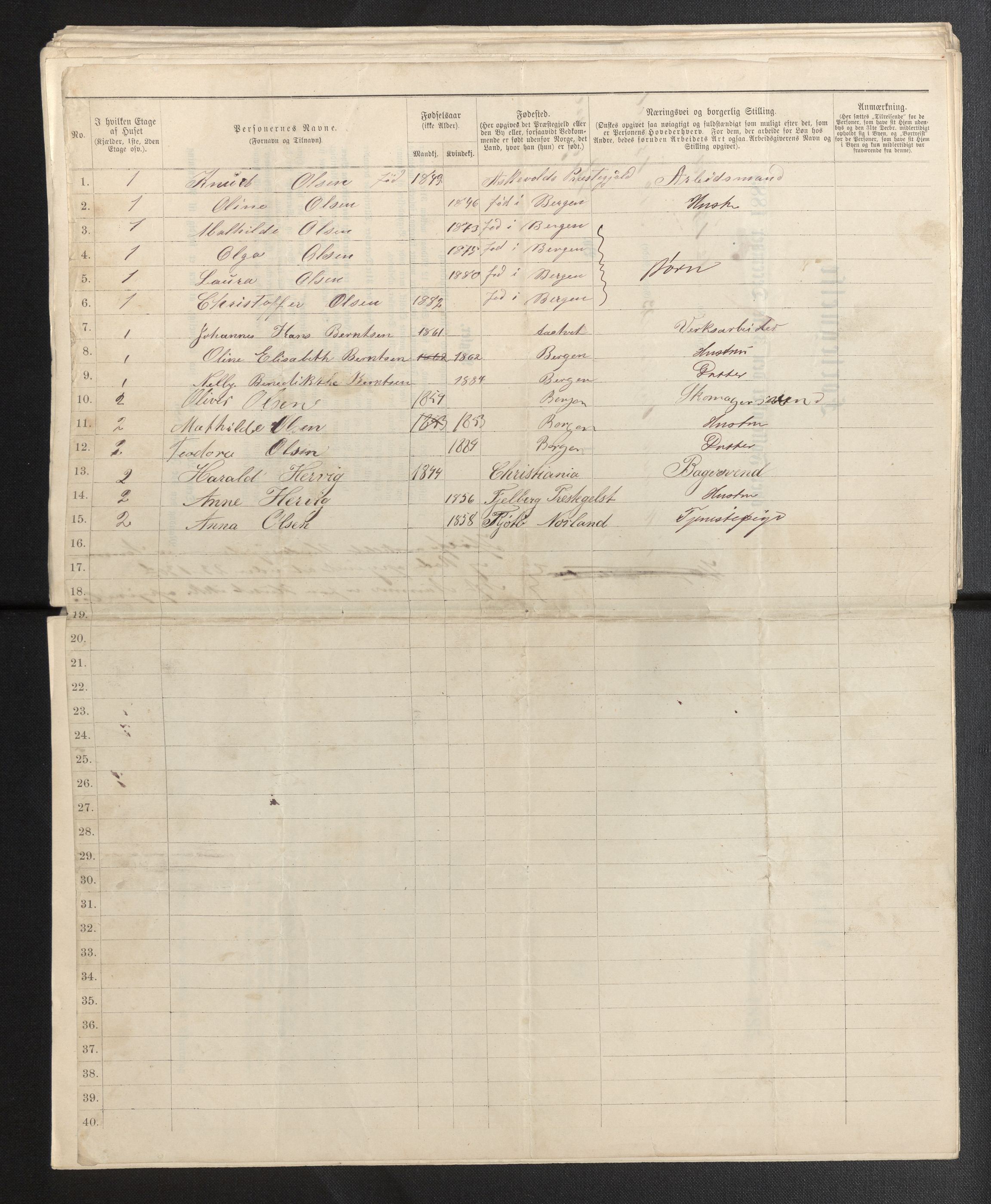 SAB, 1885 census for 1301 Bergen, 1885, p. 2116