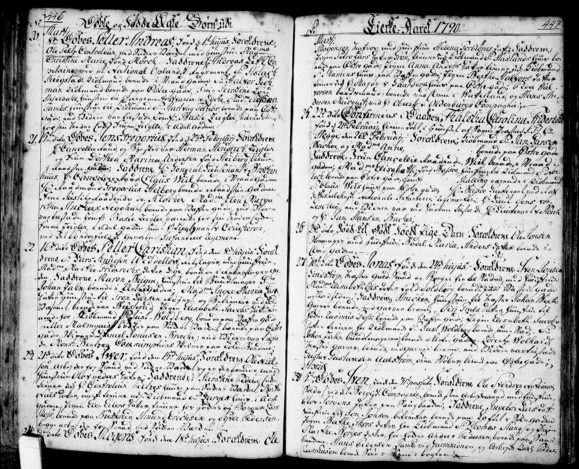 Halden prestekontor Kirkebøker, SAO/A-10909/F/Fa/L0001: Parish register (official) no. I 1, 1758-1791, p. 446-447