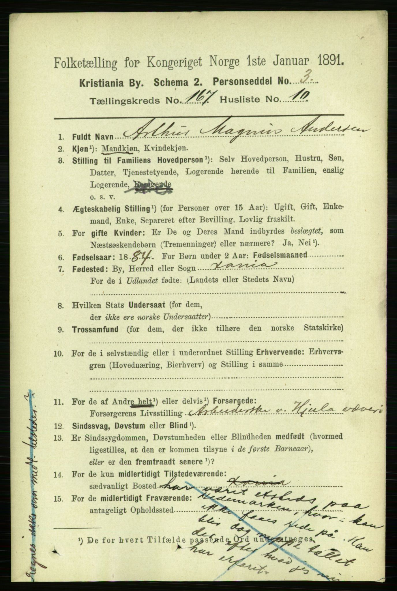 RA, 1891 census for 0301 Kristiania, 1891, p. 97588