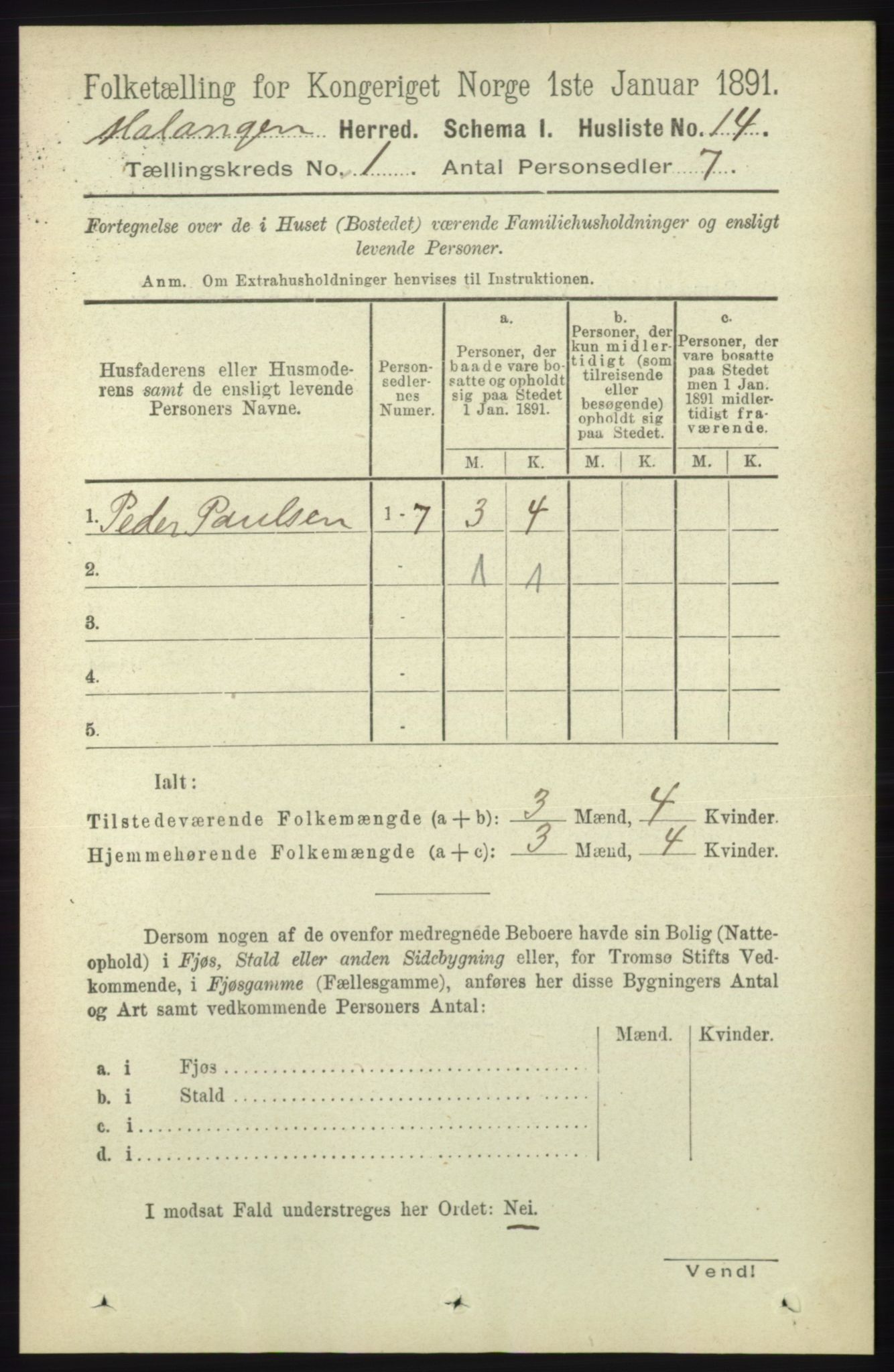 RA, 1891 census for 1932 Malangen, 1891, p. 29