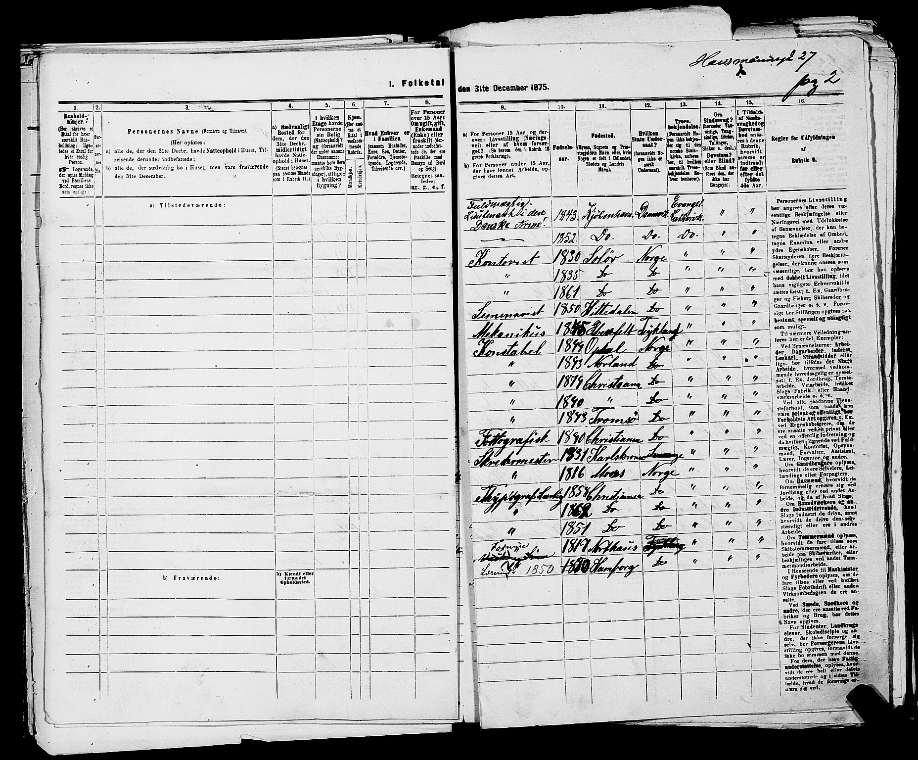 RA, 1875 census for 0301 Kristiania, 1875, p. 1781