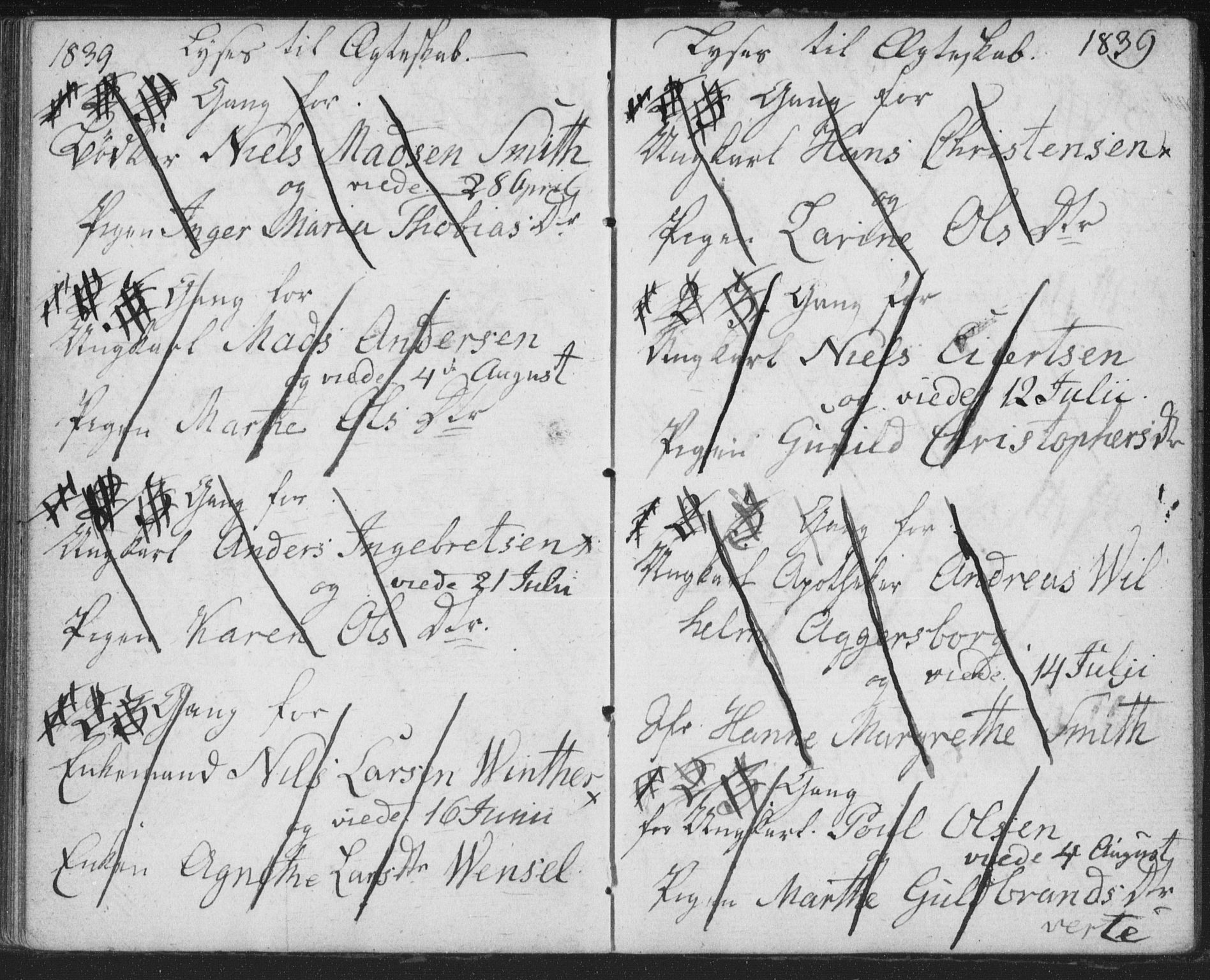 Bragernes kirkebøker, SAKO/A-6/H/Ha/L0002: Banns register no. 2, 1832-1846