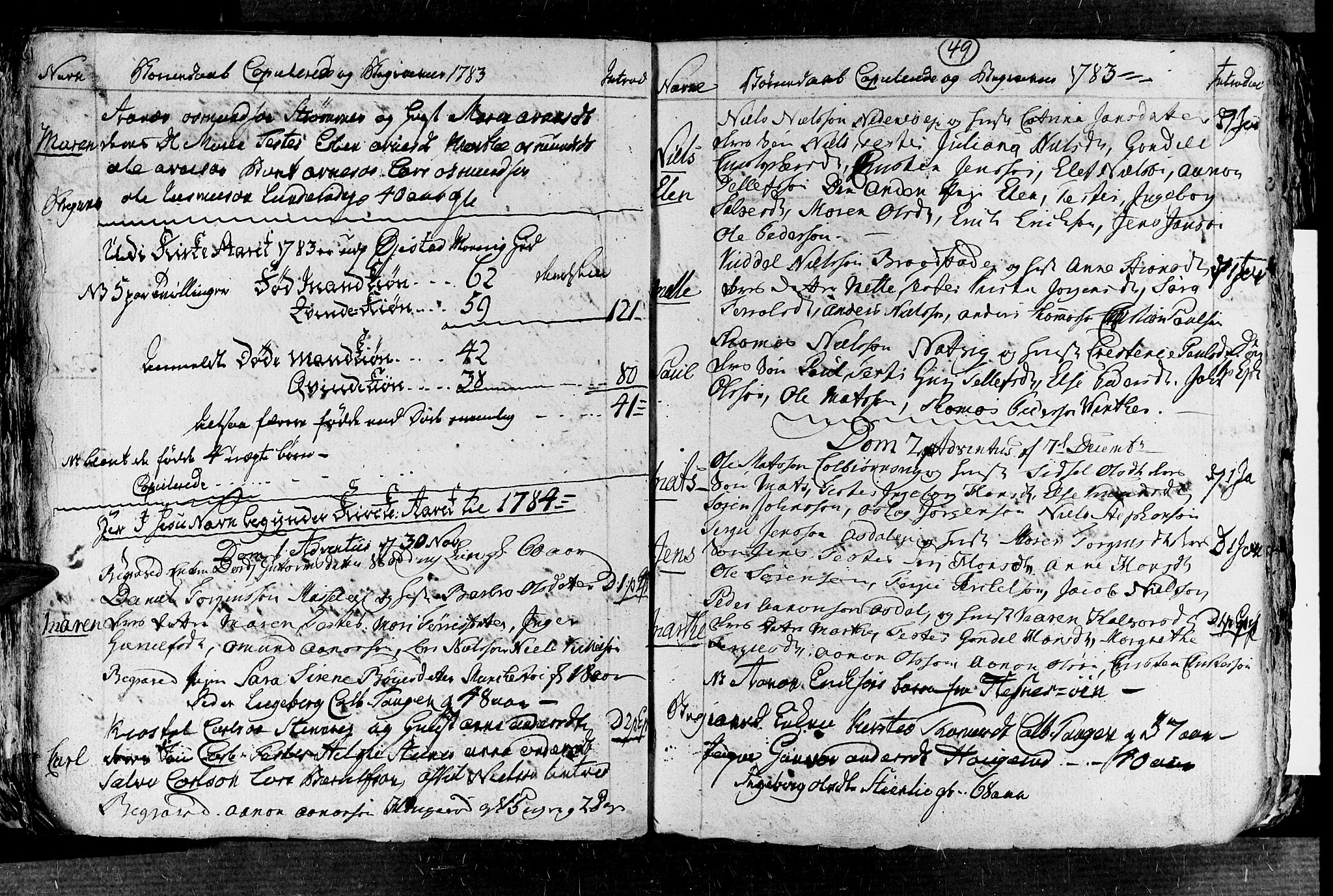 Øyestad sokneprestkontor, SAK/1111-0049/F/Fb/L0001: Parish register (copy) no. B 1, 1780-1794, p. 49