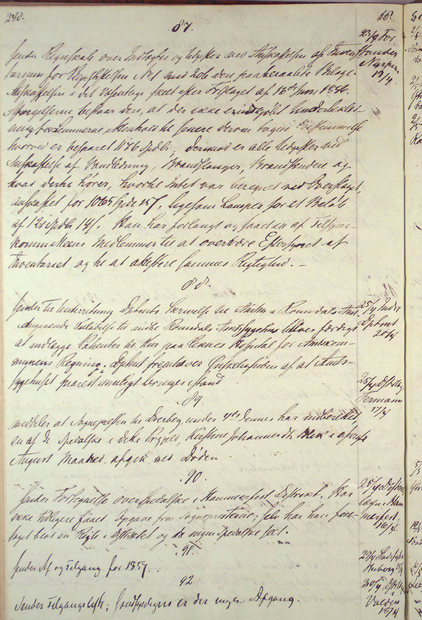 Lepraarkiver - Overlegen for den spedalske sykdom, AV/SAB-A-61001/B.c/L0001: Journal, 1854-1859, p. 248