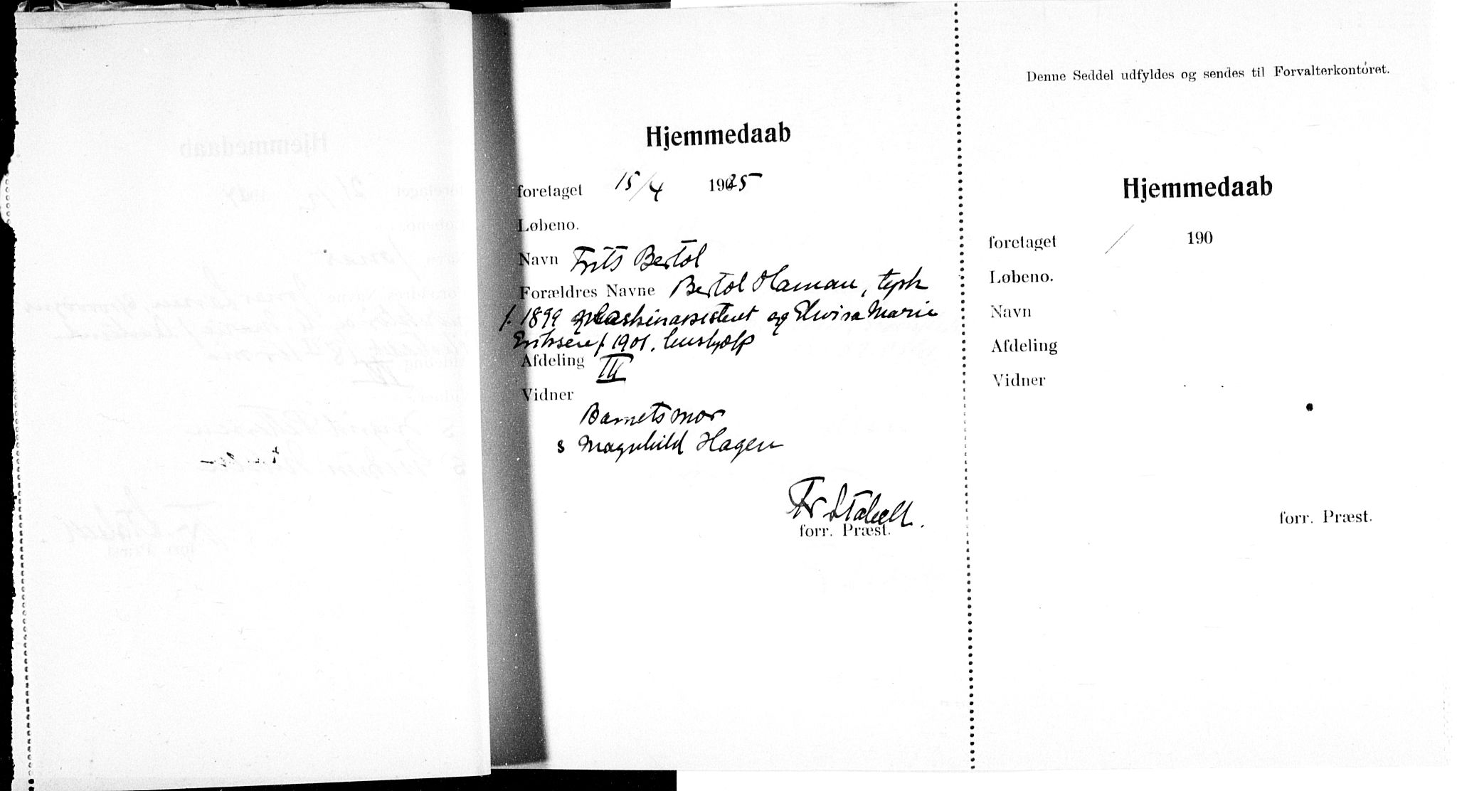 Ullevål sykehus prestekontor Kirkebøker, AV/SAO-A-10542a/K/Ka/L0004: Baptism register no. 4, 1906-1926