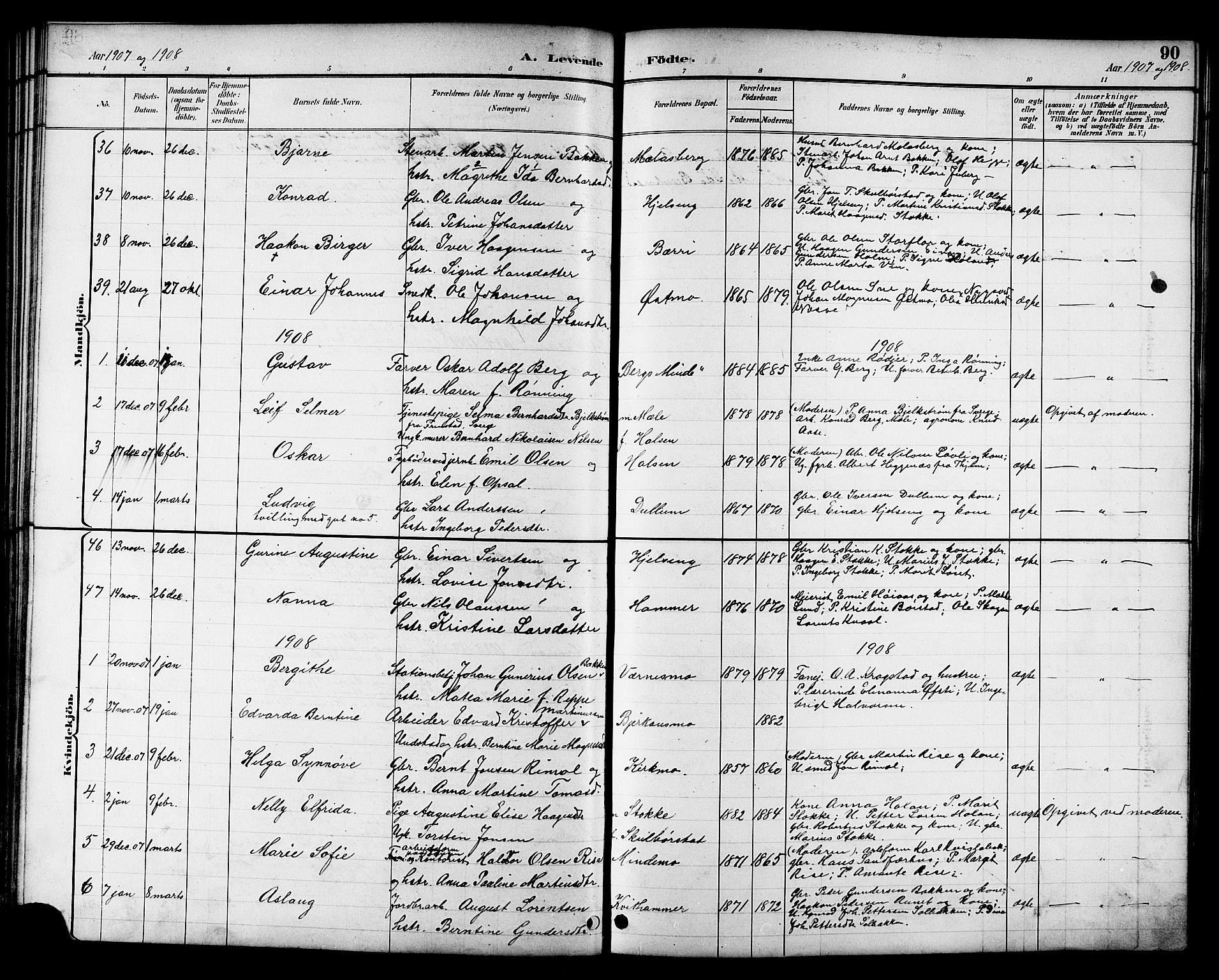 Ministerialprotokoller, klokkerbøker og fødselsregistre - Nord-Trøndelag, SAT/A-1458/709/L0087: Parish register (copy) no. 709C01, 1892-1913, p. 90