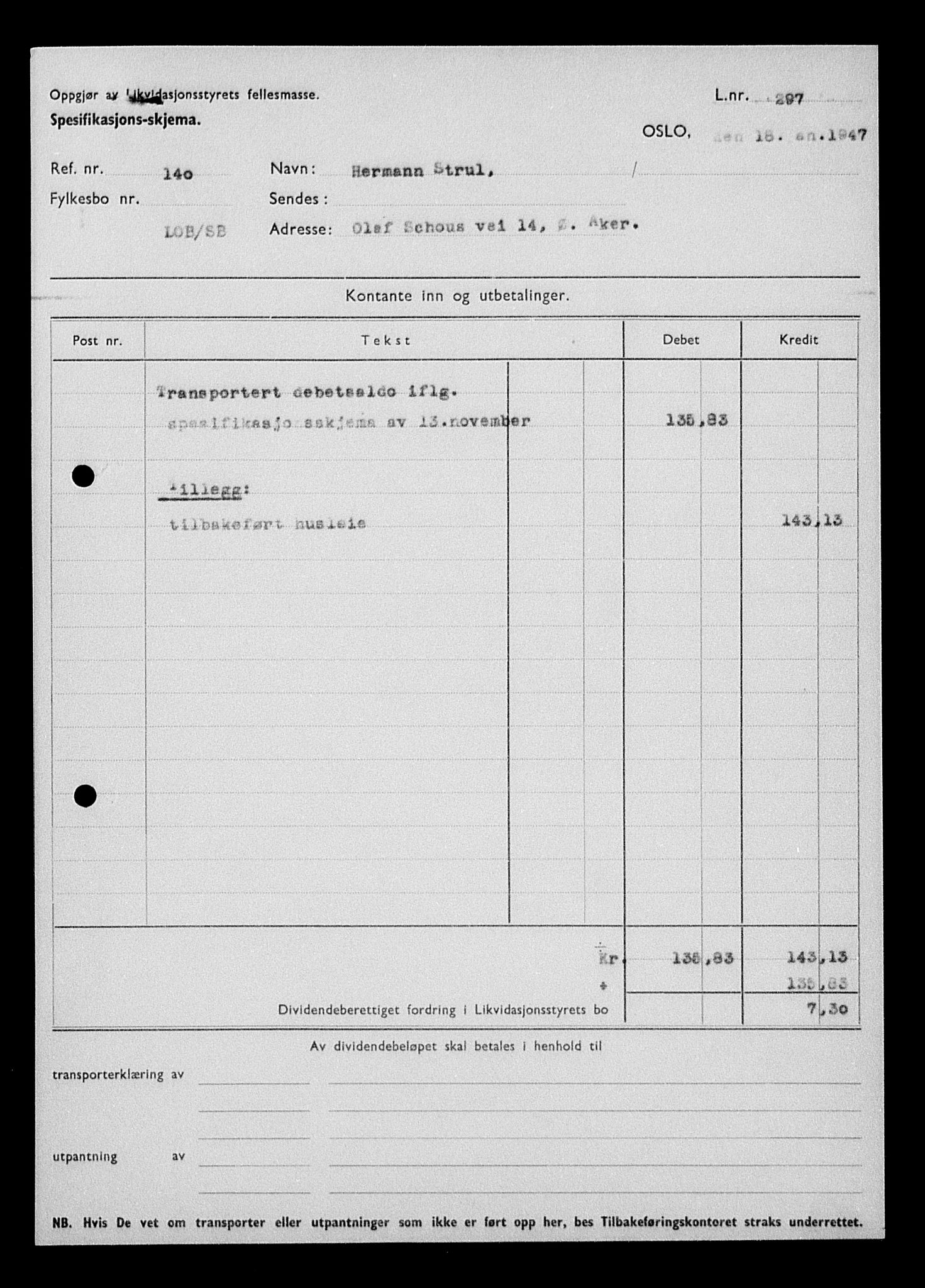 Justisdepartementet, Tilbakeføringskontoret for inndratte formuer, AV/RA-S-1564/H/Hc/Hcc/L0983: --, 1945-1947, p. 448