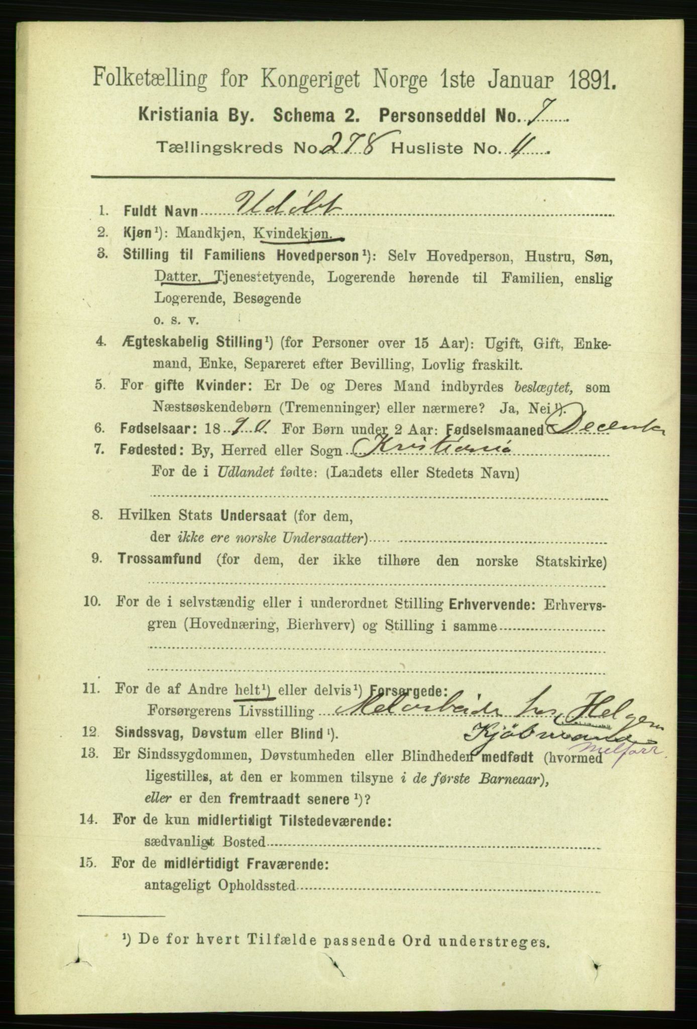RA, 1891 census for 0301 Kristiania, 1891, p. 169015