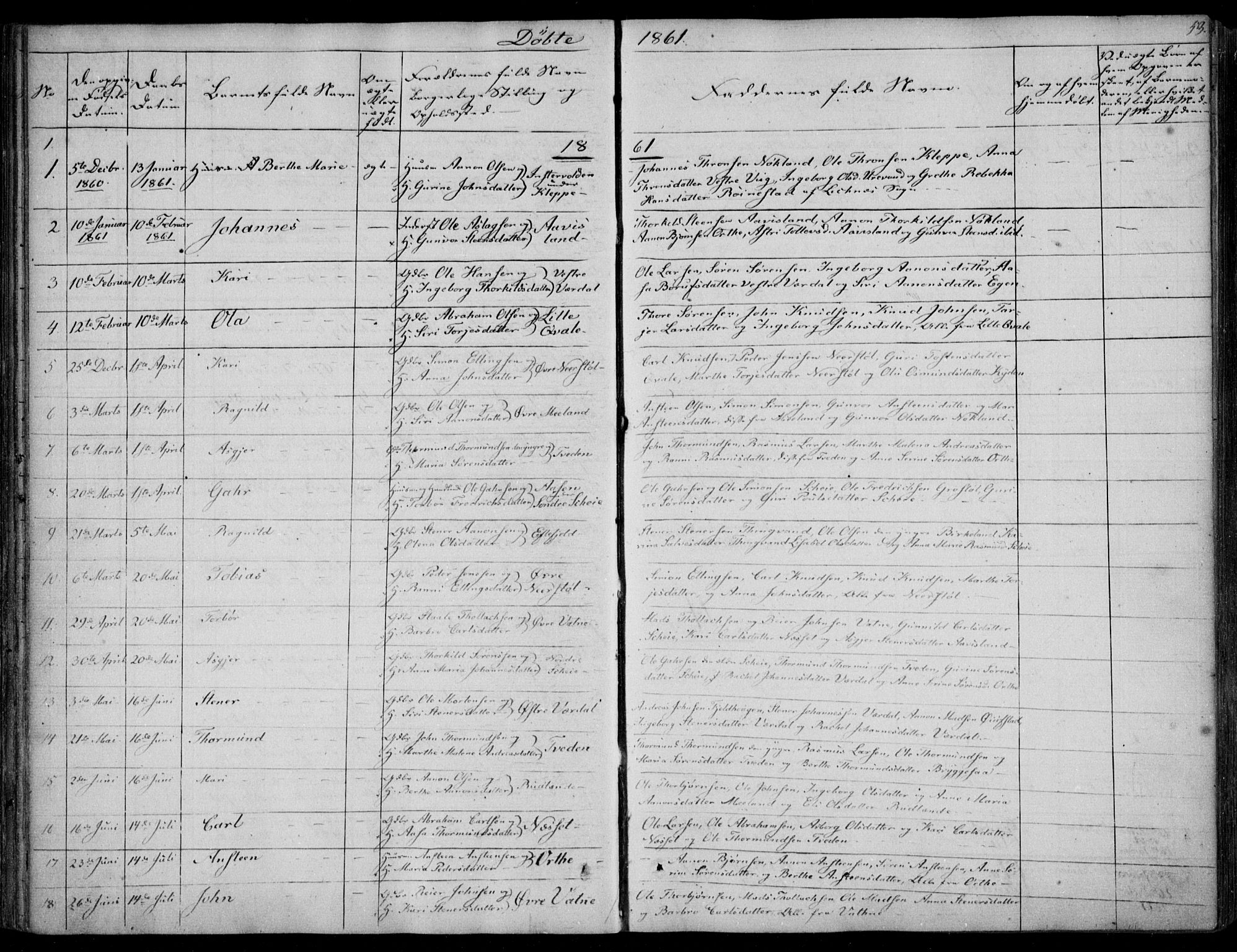 Hægebostad sokneprestkontor, AV/SAK-1111-0024/F/Fa/Fab/L0002: Parish register (official) no. A 2, 1836-1872, p. 53