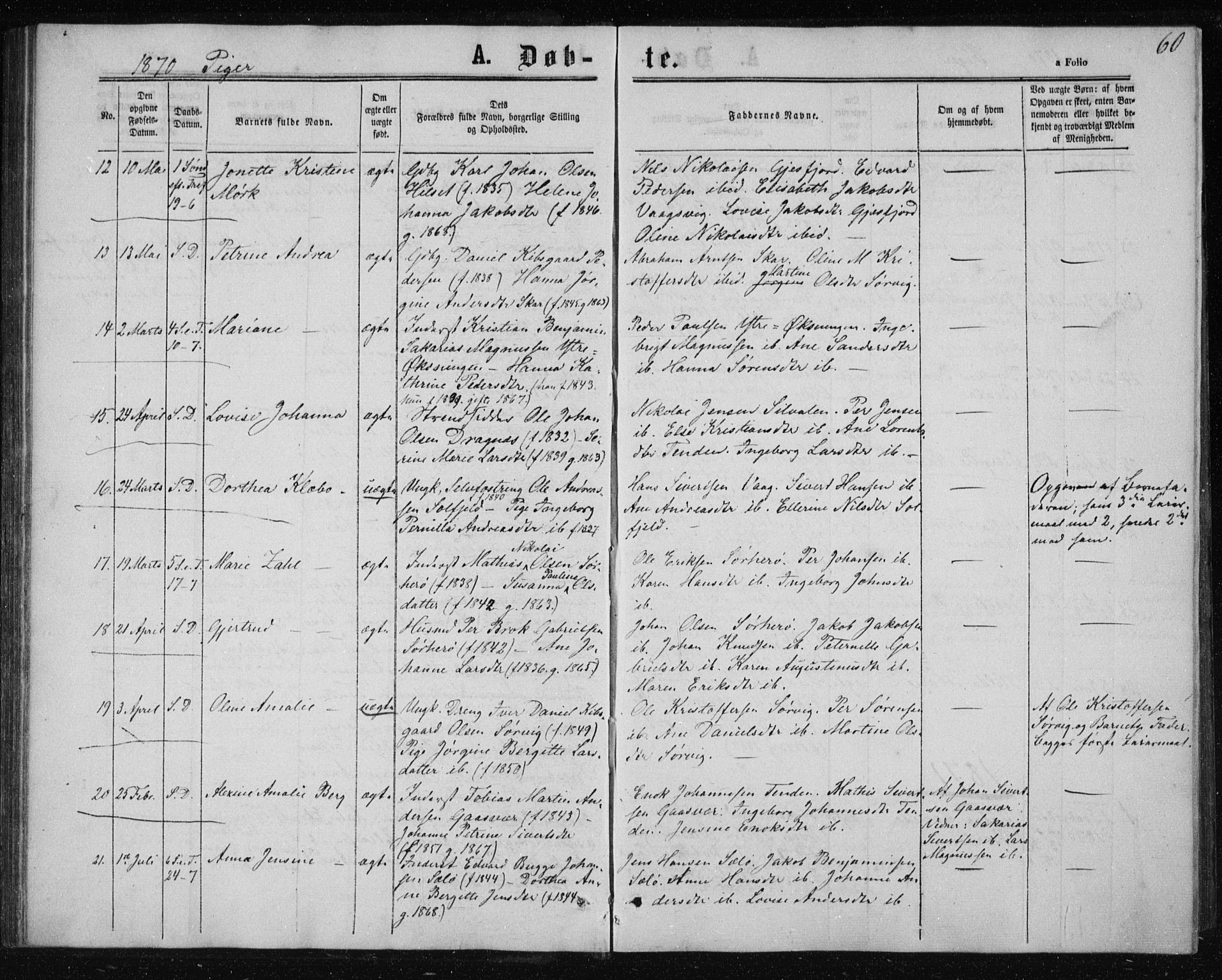 Ministerialprotokoller, klokkerbøker og fødselsregistre - Nordland, SAT/A-1459/834/L0505: Parish register (official) no. 834A03, 1862-1871, p. 60