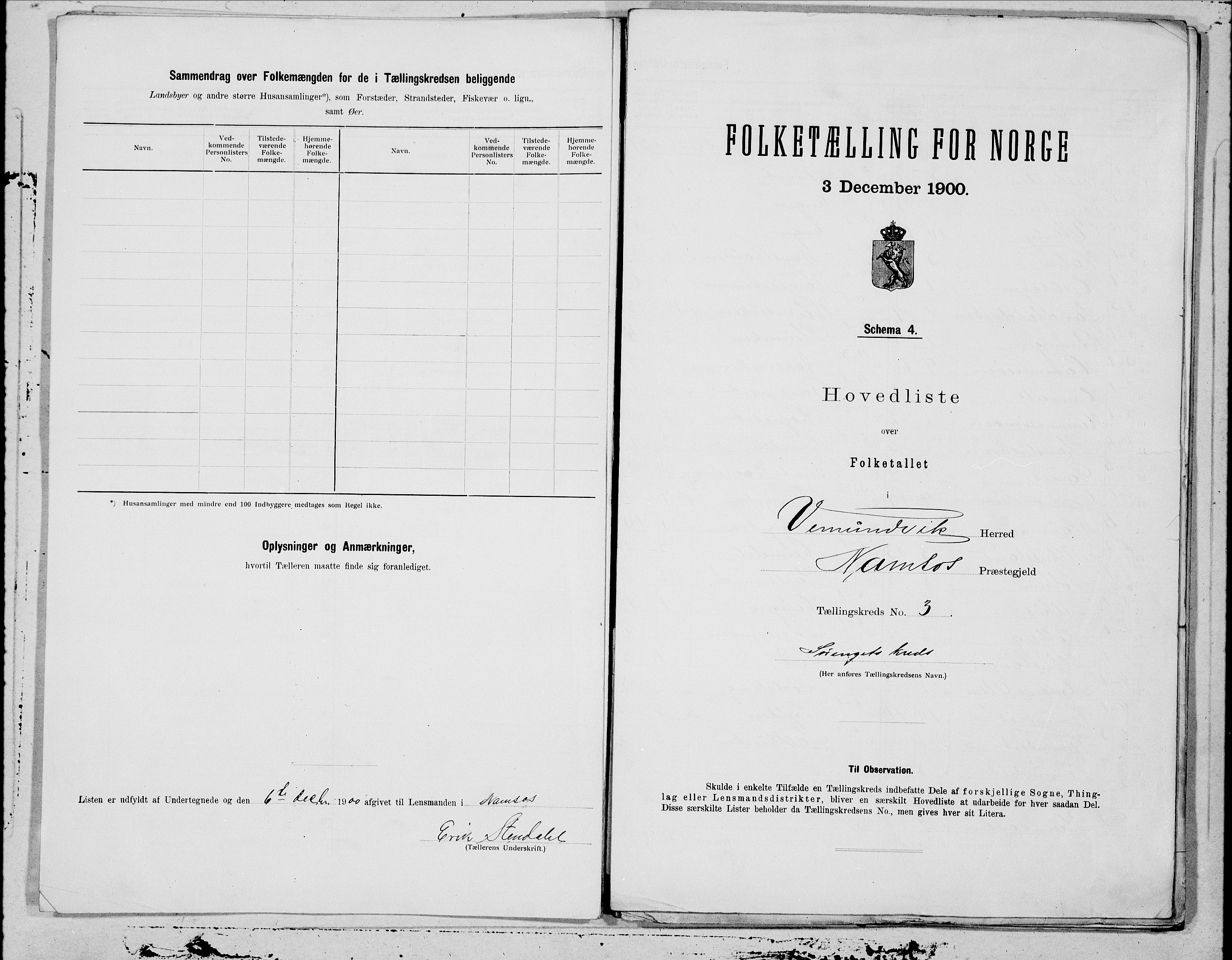 SAT, 1900 census for Vemundvik, 1900, p. 6