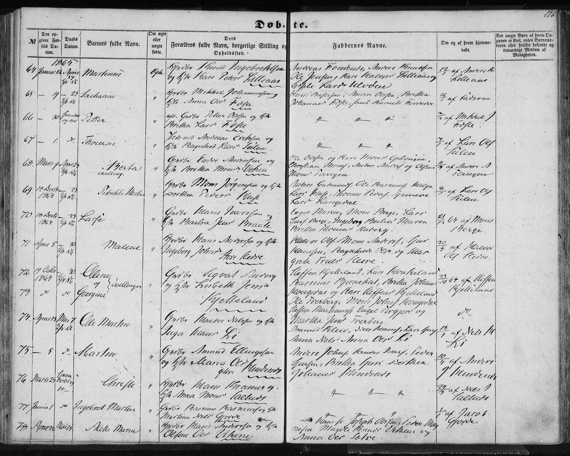Lindås Sokneprestembete, SAB/A-76701/H/Haa: Parish register (official) no. A 11, 1854-1869, p. 176