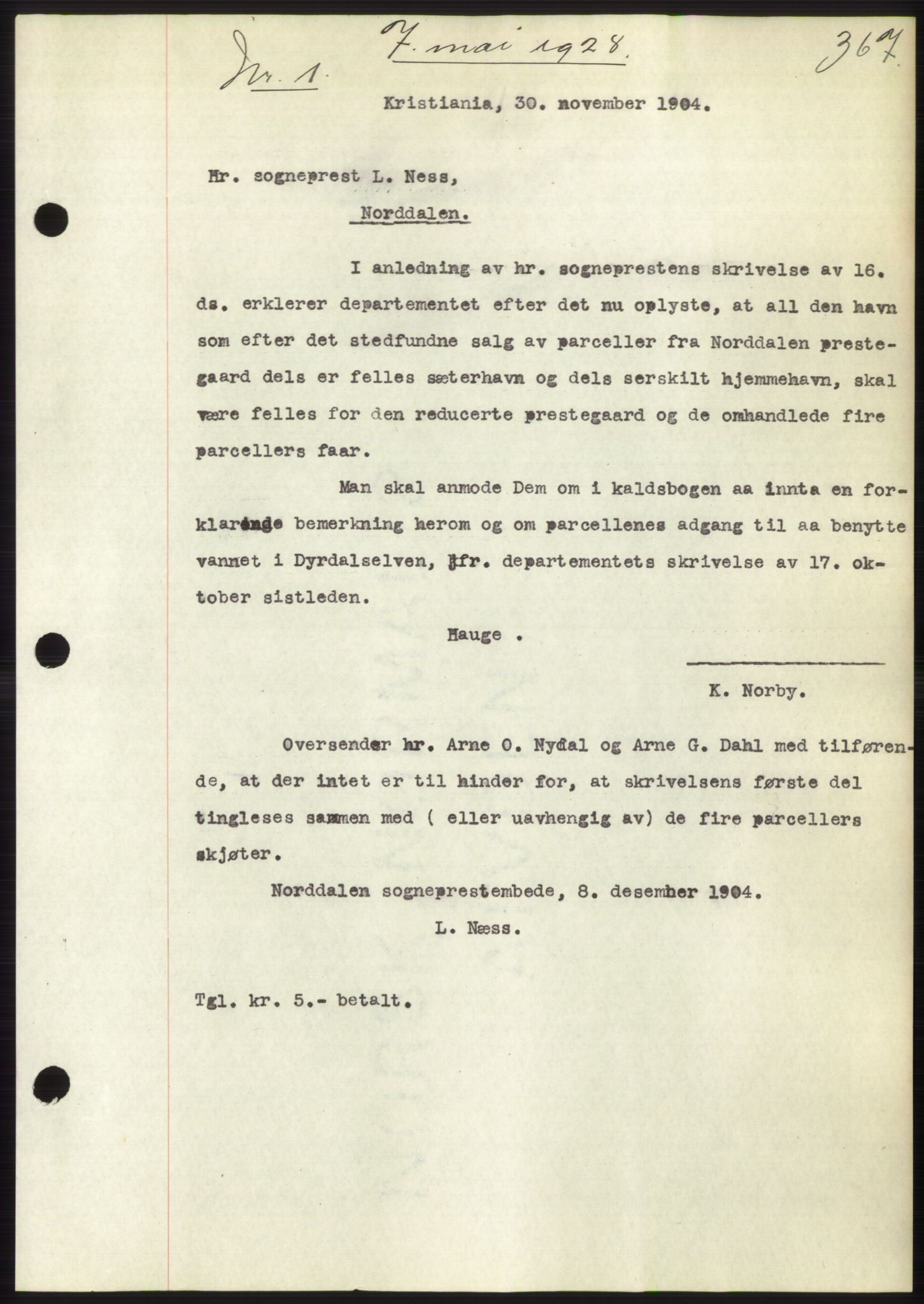 Nordre Sunnmøre sorenskriveri, AV/SAT-A-0006/1/2/2C/2Ca/L0041: Mortgage book no. 41, 1928-1928, Deed date: 07.05.1928