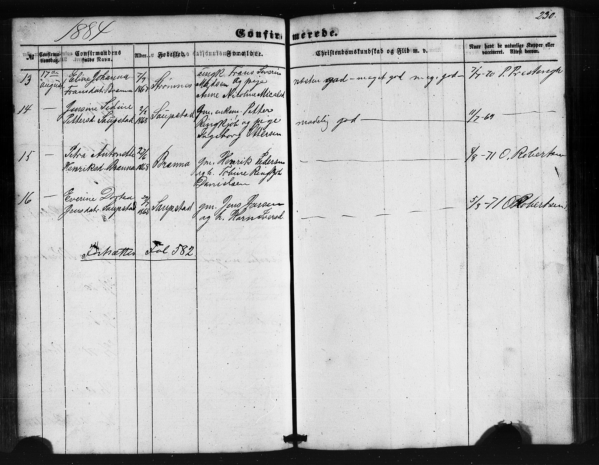 Ministerialprotokoller, klokkerbøker og fødselsregistre - Nordland, AV/SAT-A-1459/876/L1095: Parish register (official) no. 876A01, 1863-1885, p. 230