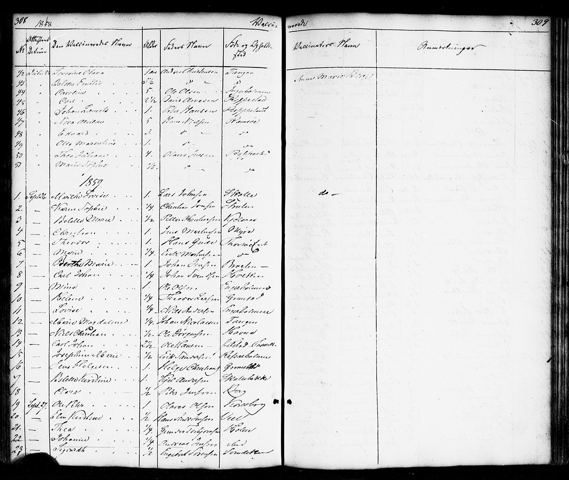 Borge prestekontor Kirkebøker, AV/SAO-A-10903/F/Fb/L0002: Parish register (official) no. II 2, 1853-1877, p. 308-309