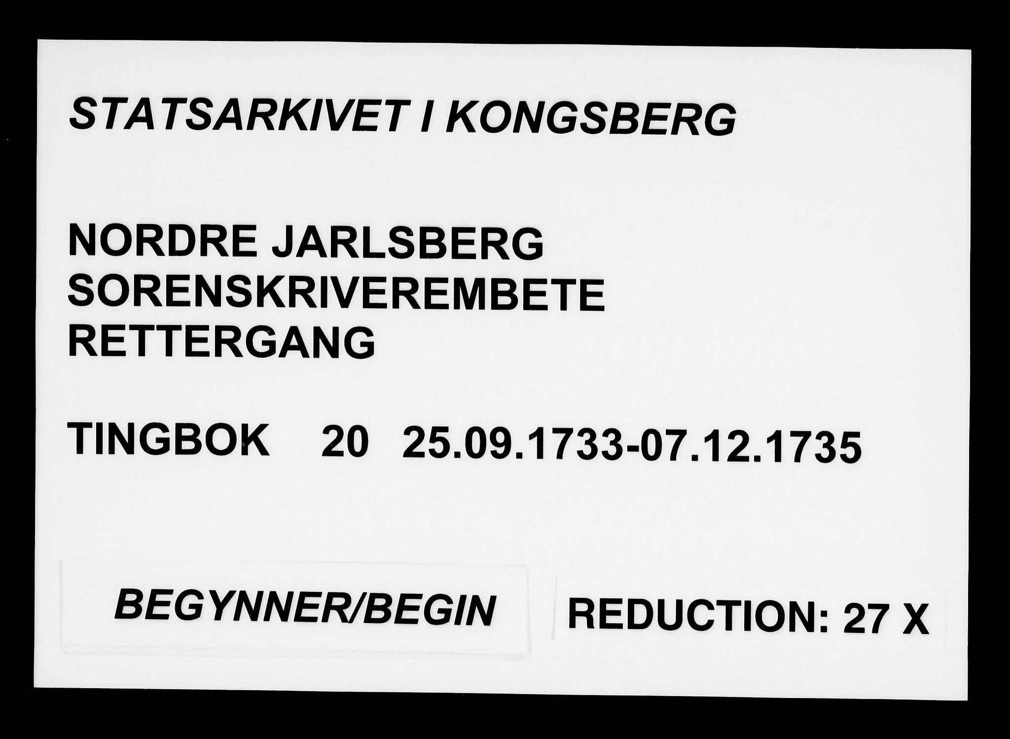 Nordre Jarlsberg sorenskriveri, AV/SAKO-A-80/F/Fa/Faa/L0020: Tingbok, 1733-1735