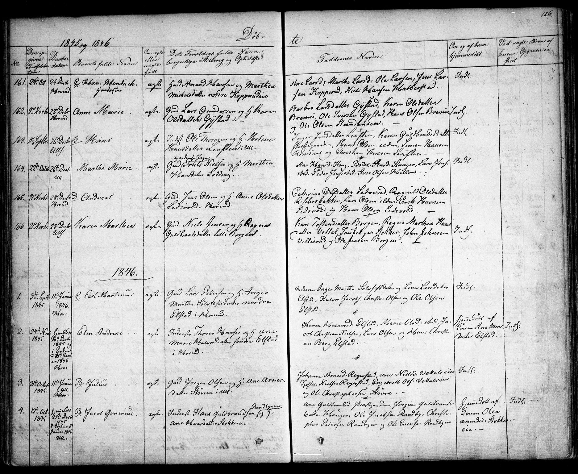 Ullensaker prestekontor Kirkebøker, SAO/A-10236a/F/Fa/L0014.a: Parish register (official) no. I 14A, 1836-1850, p. 126