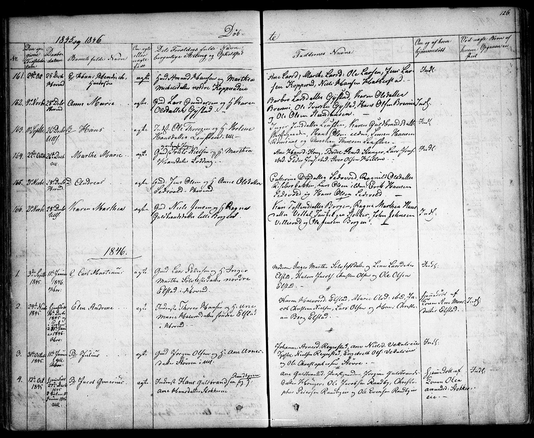 Ullensaker prestekontor Kirkebøker, AV/SAO-A-10236a/F/Fa/L0014.a: Parish register (official) no. I 14A, 1836-1850, p. 126