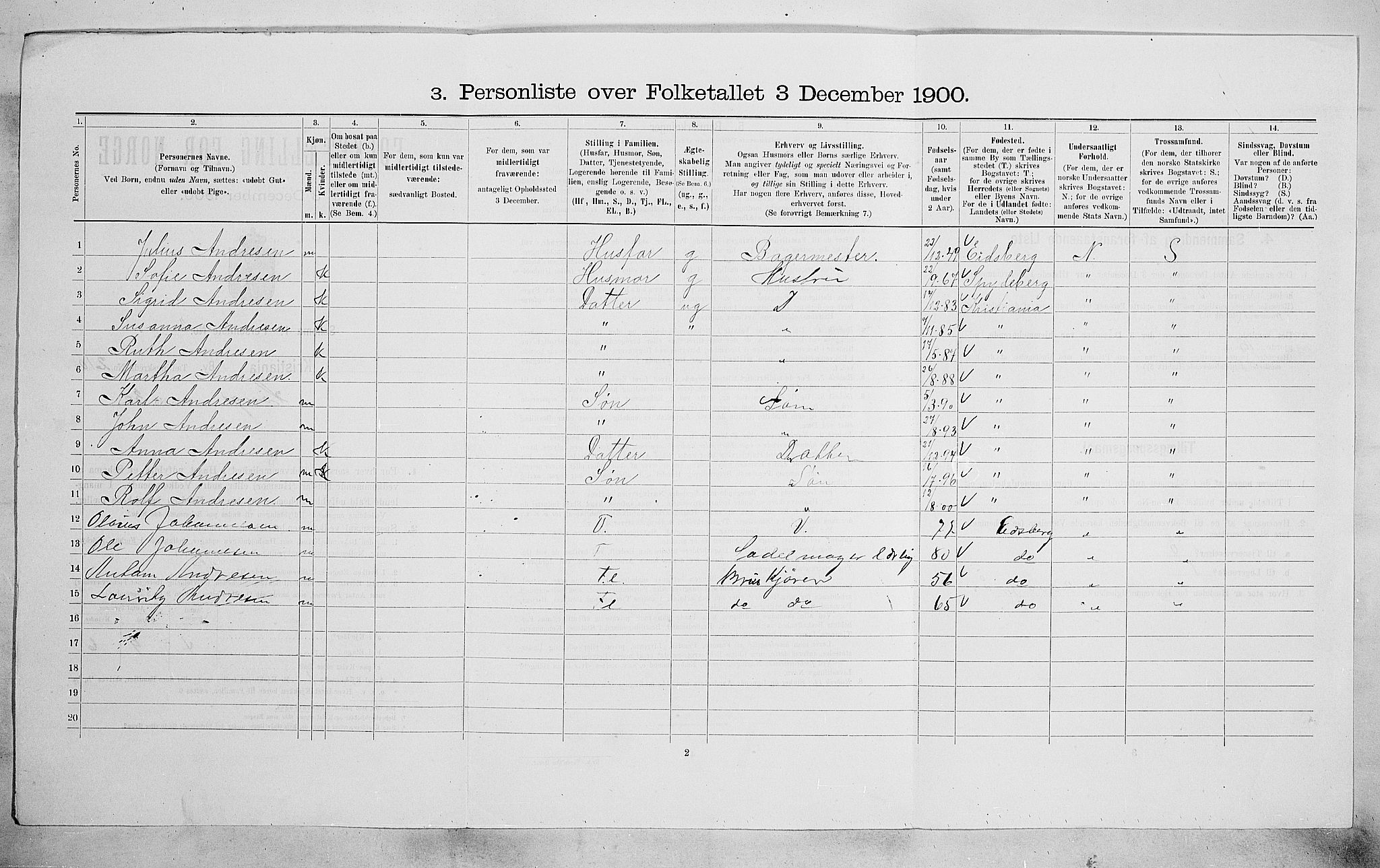 SAO, 1900 census for Kristiania, 1900, p. 33885