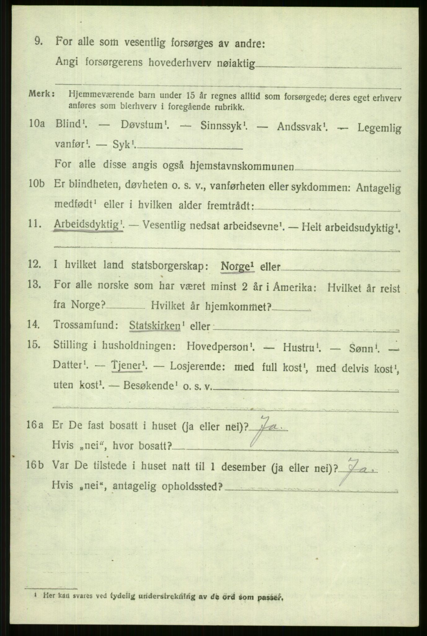 SAB, 1920 census for Vossestrand, 1920, p. 3897