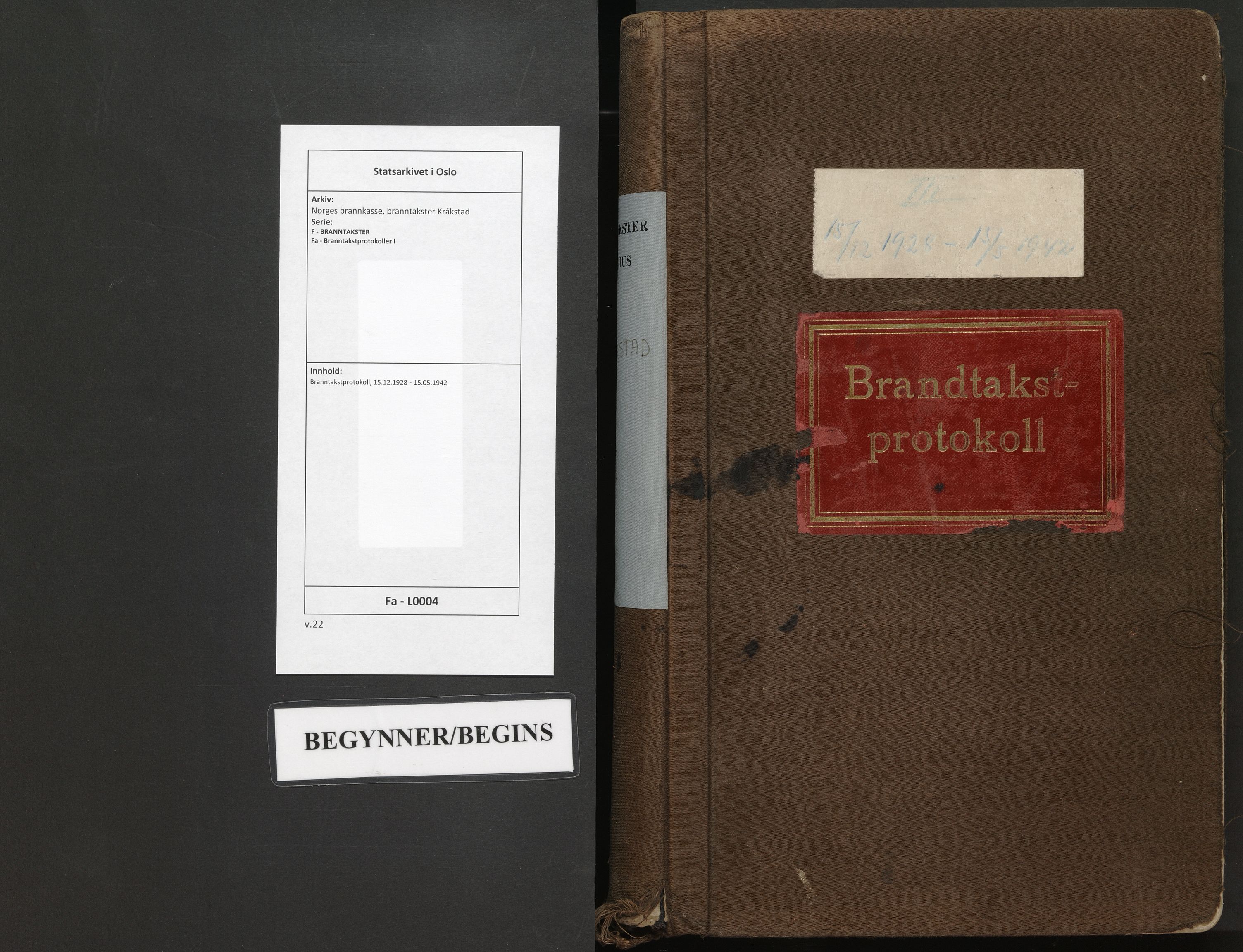 Norges brannkasse, branntakster Kråkstad, SAO/A-11389/F/Fa/L0004: Branntakstprotokoll, 1928-1942