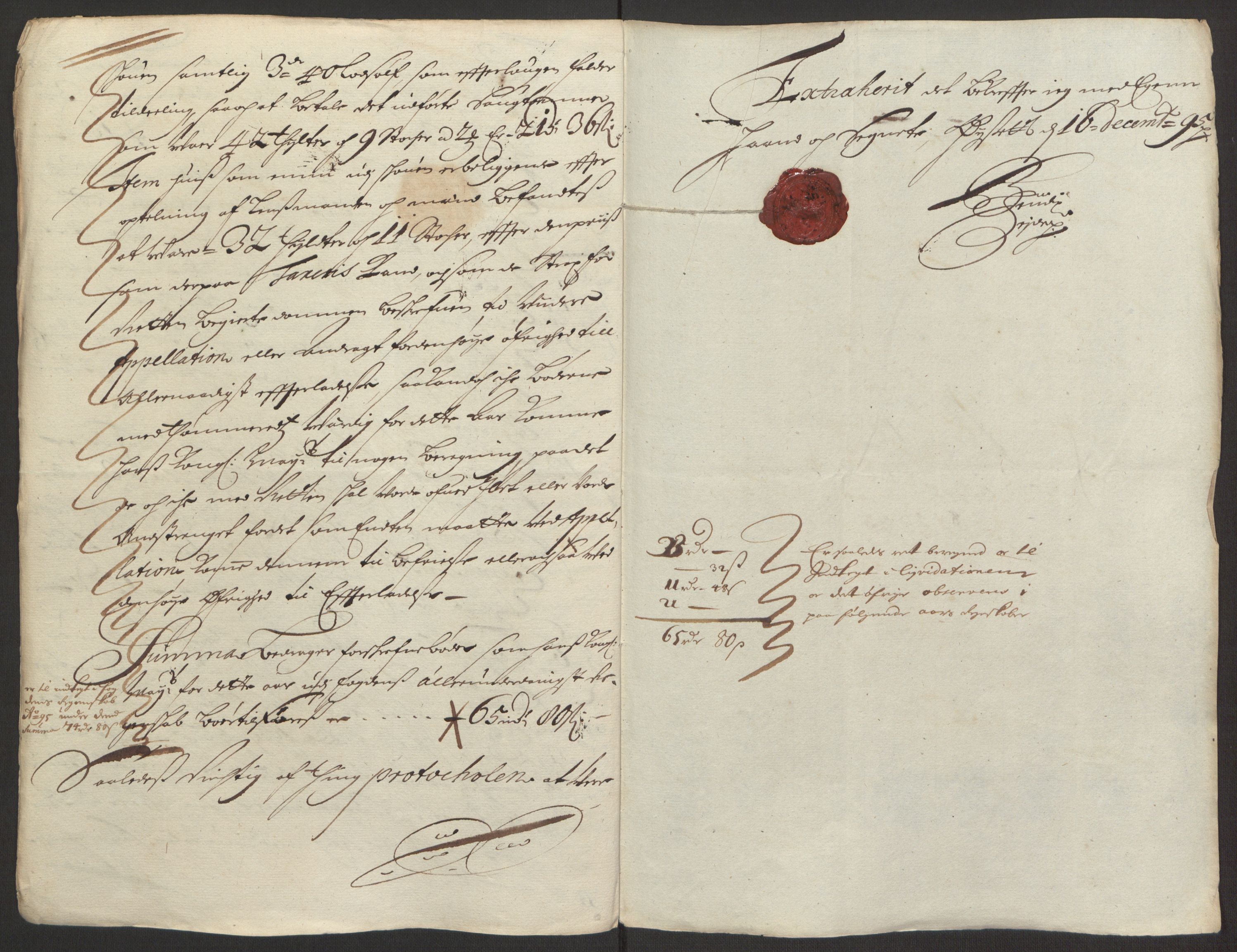 Rentekammeret inntil 1814, Reviderte regnskaper, Fogderegnskap, AV/RA-EA-4092/R13/L0833: Fogderegnskap Solør, Odal og Østerdal, 1695, p. 188