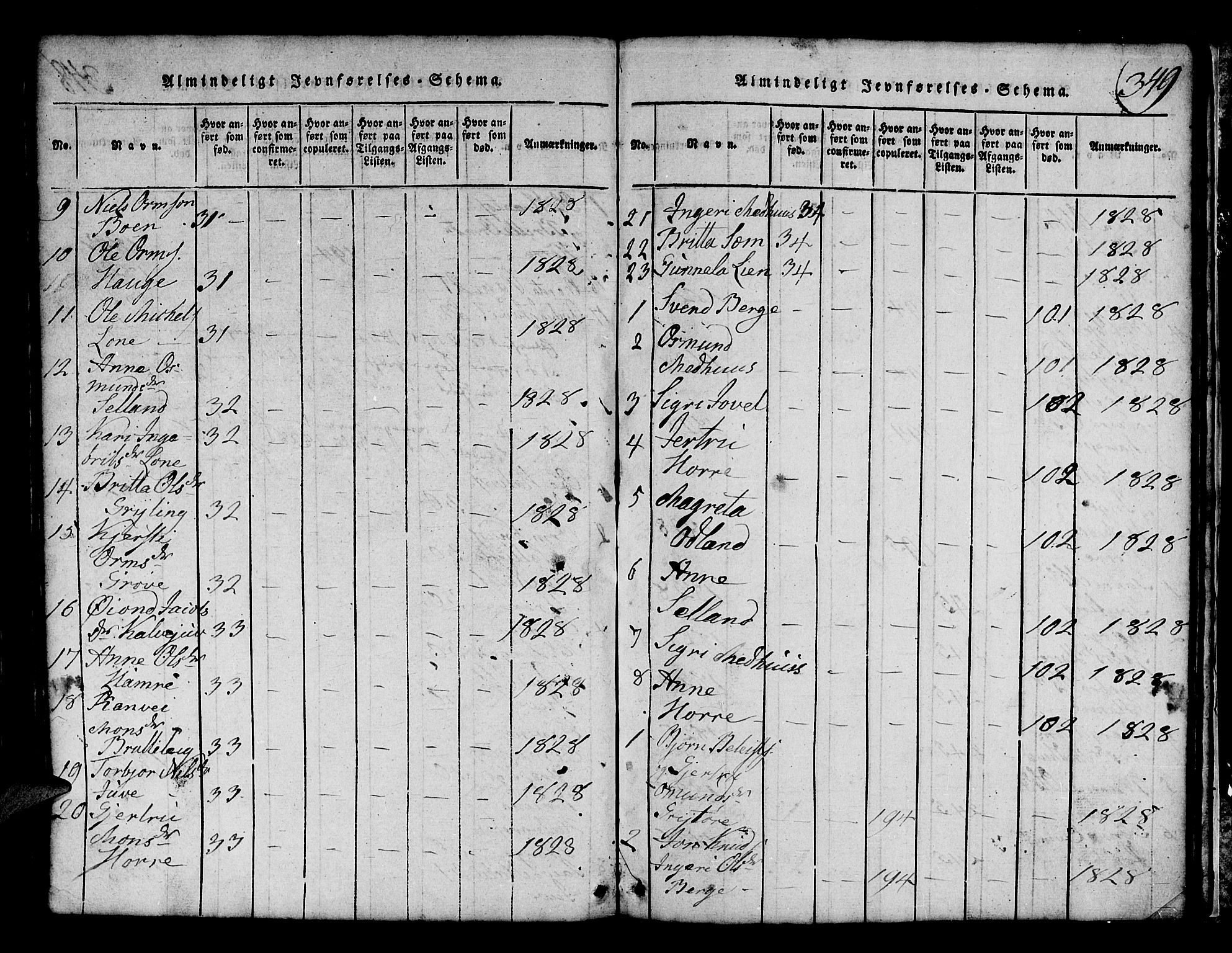 Røldal sokneprestembete, AV/SAB-A-100247: Parish register (copy) no. A 1, 1817-1860, p. 349