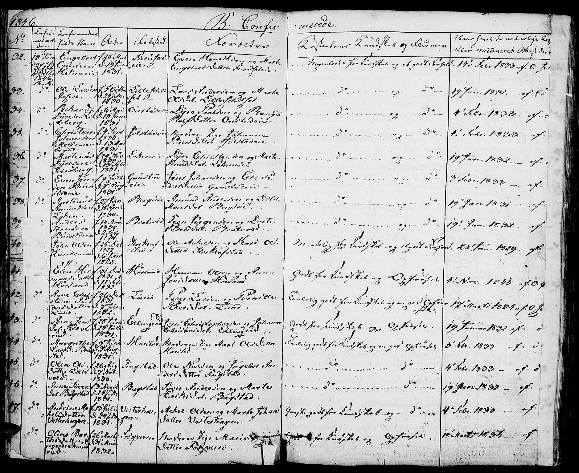 Romedal prestekontor, SAH/PREST-004/K/L0003: Parish register (official) no. 3, 1829-1846, p. 188