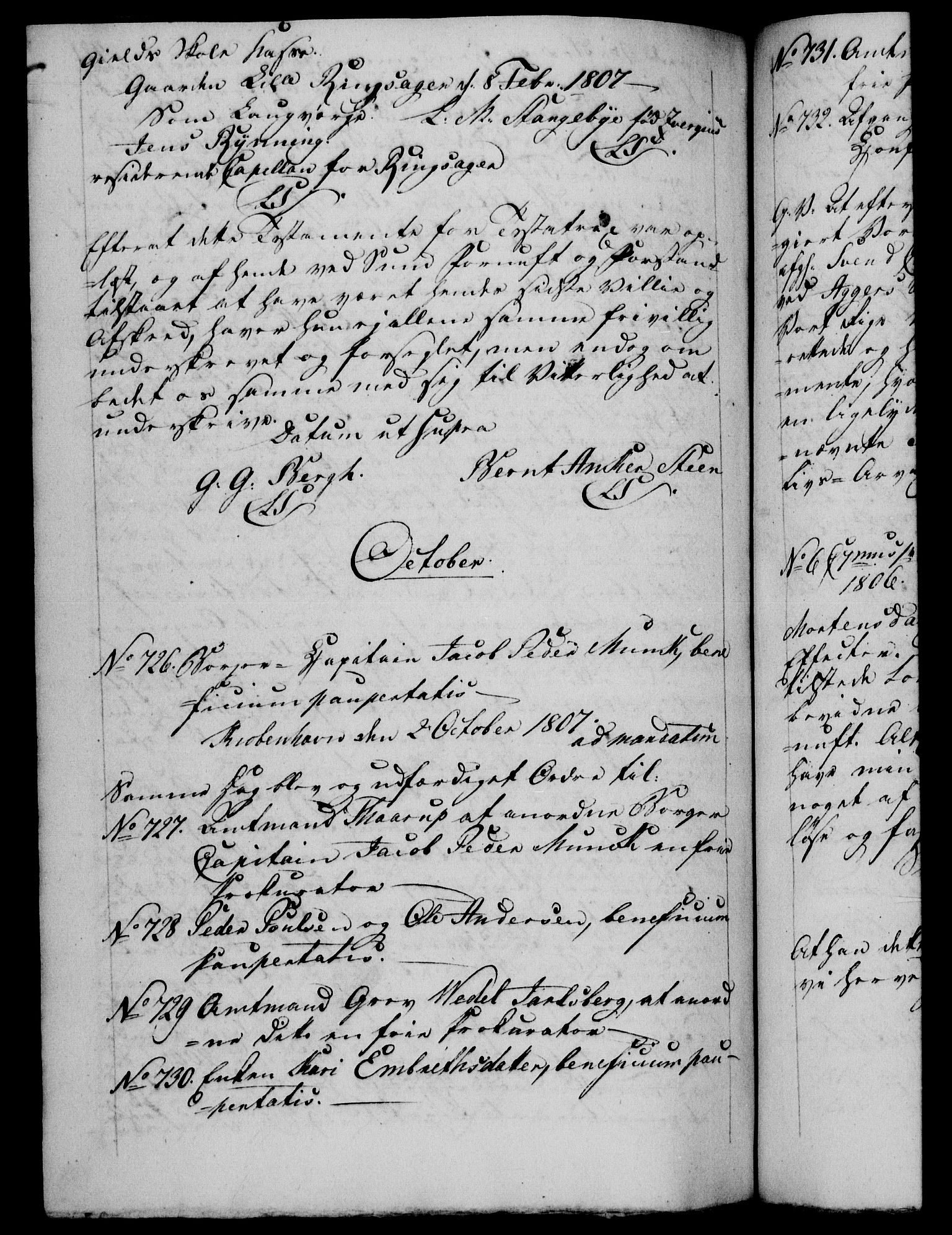 Danske Kanselli 1800-1814, RA/EA-3024/H/Hf/Hfb/Hfba/L0003: Registranter, 1805-1807, p. 421b