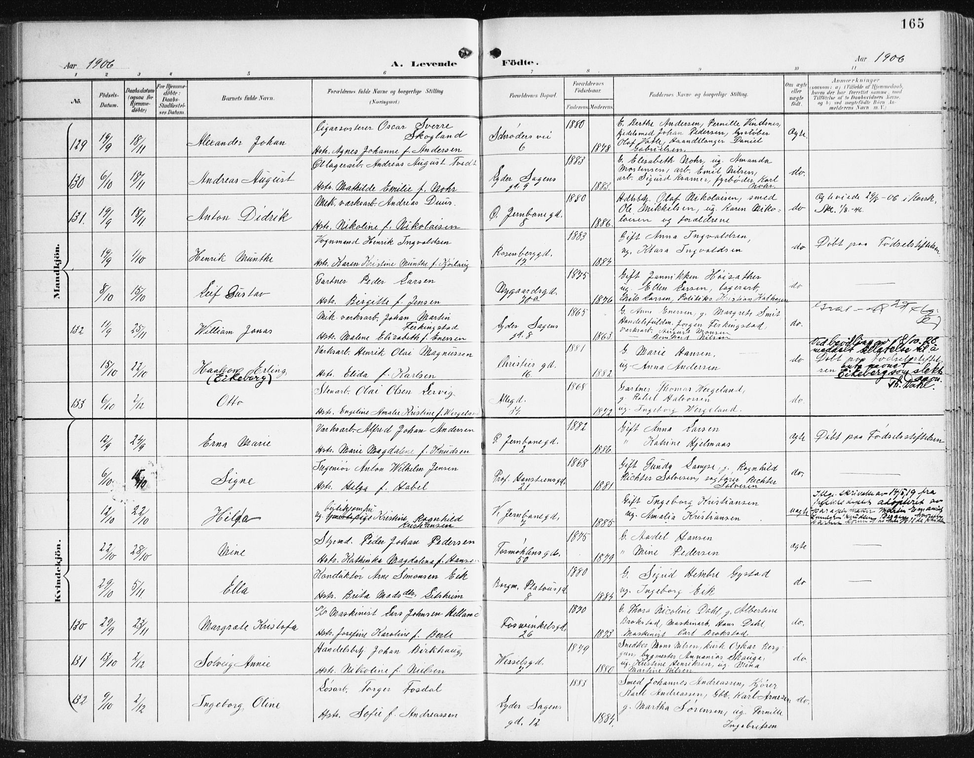 Johanneskirken sokneprestembete, AV/SAB-A-76001/H/Haa/L0002: Parish register (official) no. A 2, 1900-1912, p. 165