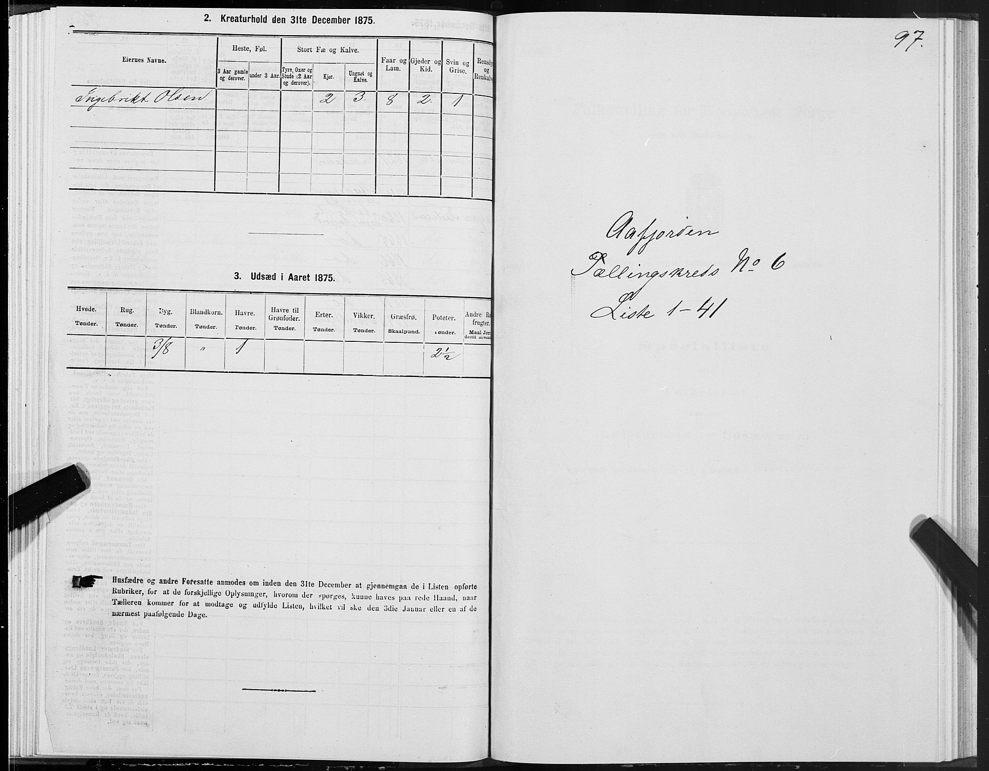 SAT, 1875 census for 1630P Aafjorden, 1875, p. 3097