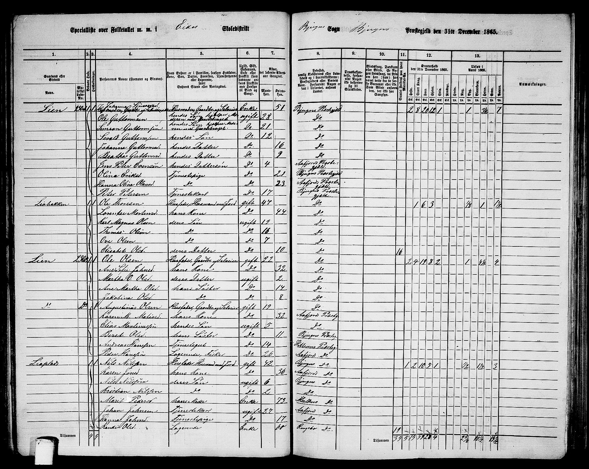 RA, 1865 census for Bjugn, 1865, p. 68