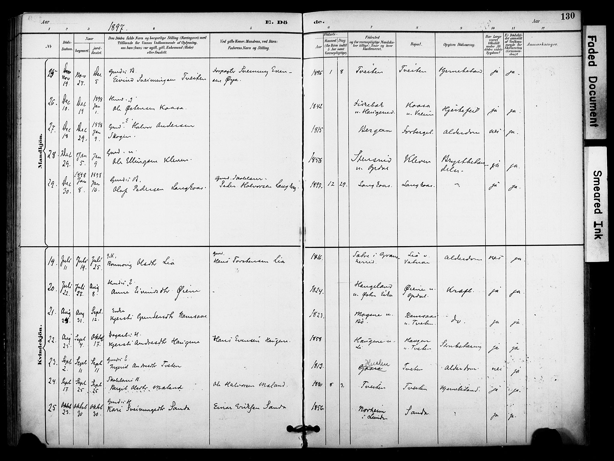 Bø kirkebøker, AV/SAKO-A-257/F/Fa/L0011: Parish register (official) no. 11, 1892-1900, p. 130