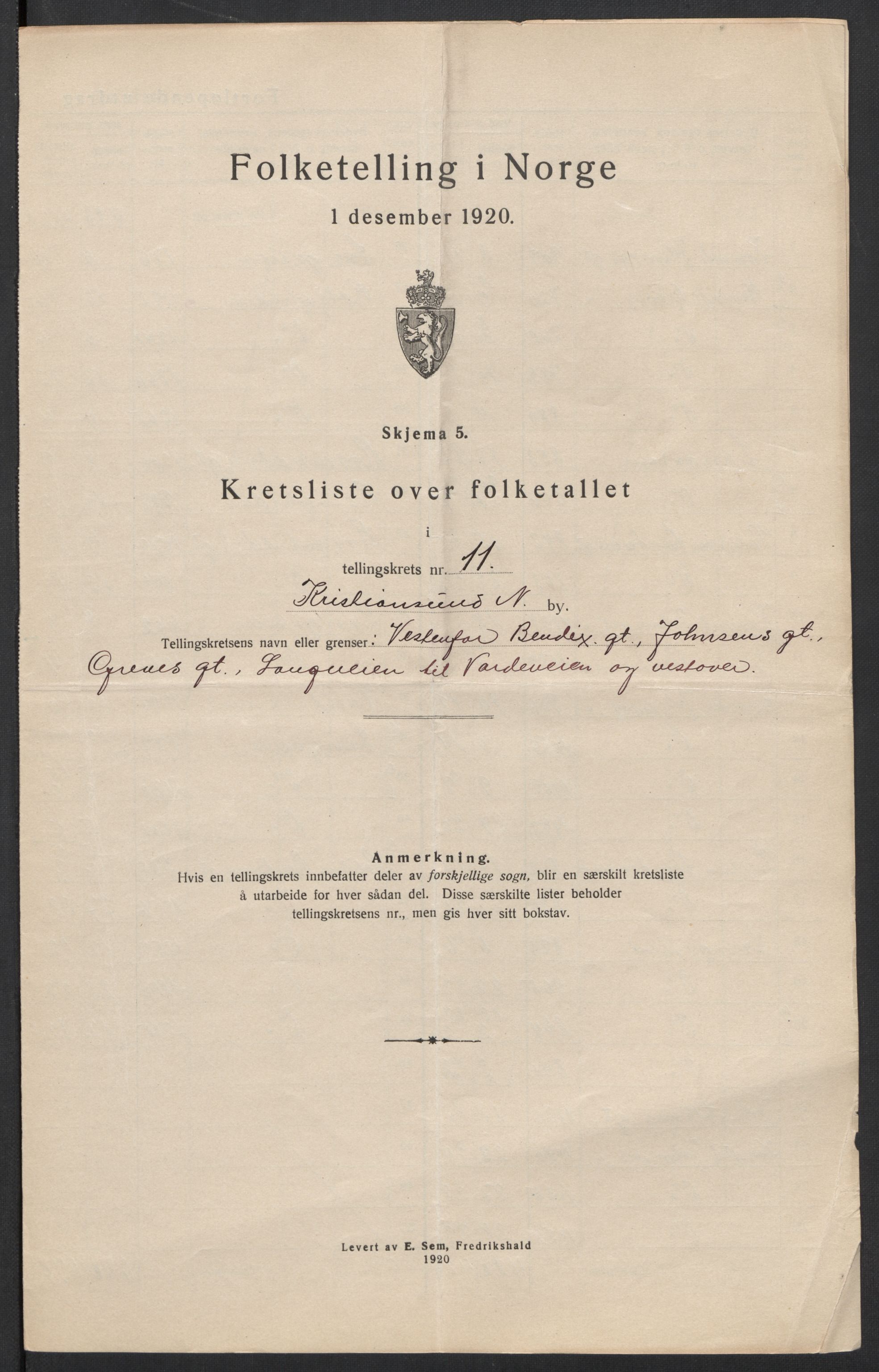 SAT, 1920 census for Kristiansund, 1920, p. 36