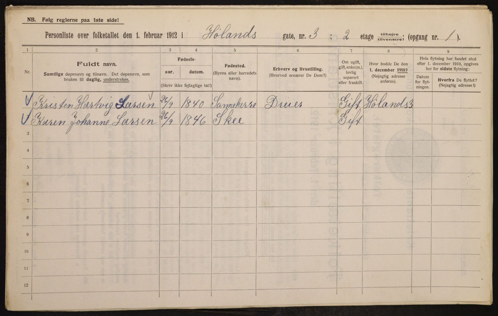 OBA, Municipal Census 1912 for Kristiania, 1912, p. 42708