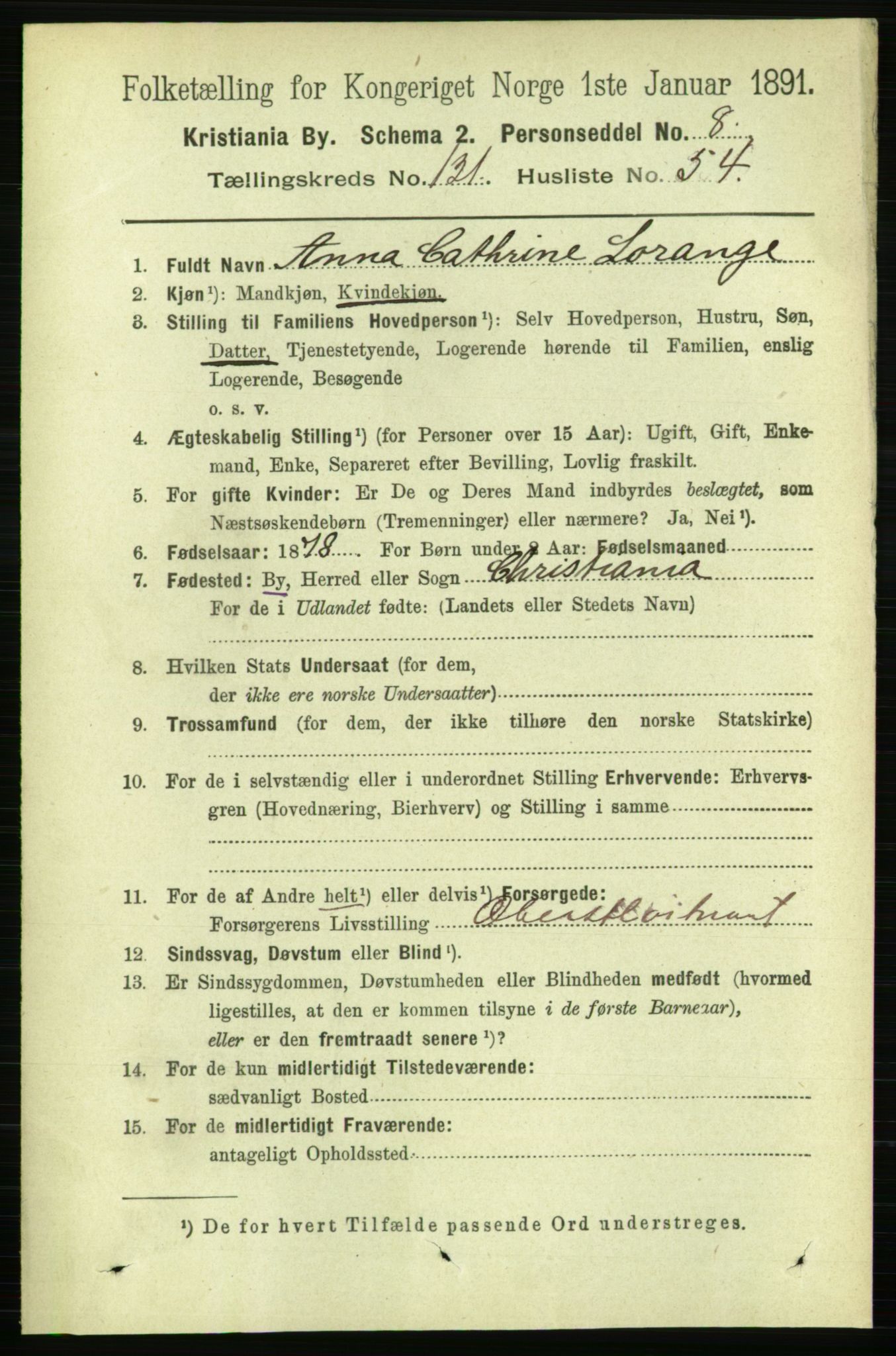 RA, 1891 census for 0301 Kristiania, 1891, p. 71404