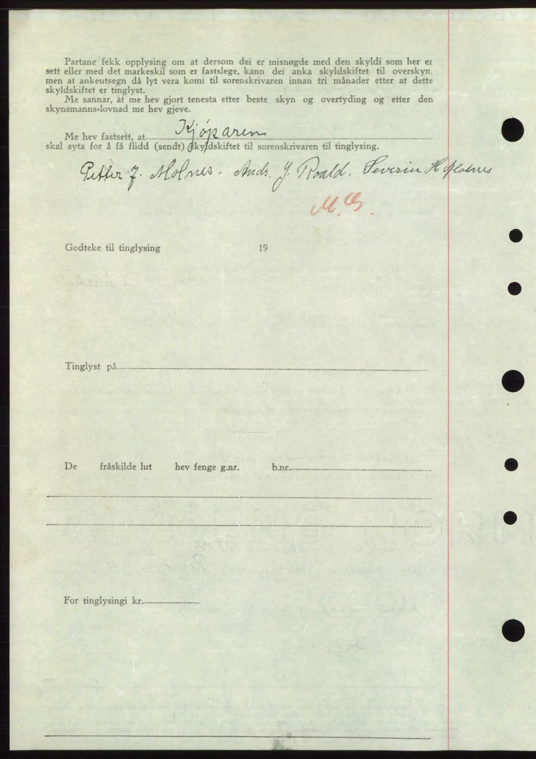 Nordre Sunnmøre sorenskriveri, AV/SAT-A-0006/1/2/2C/2Ca: Mortgage book no. A33, 1949-1950, Diary no: : 305/1950