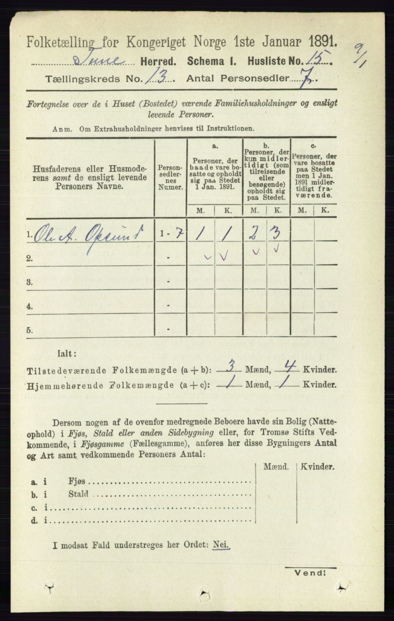 RA, 1891 census for 0130 Tune, 1891, p. 7552