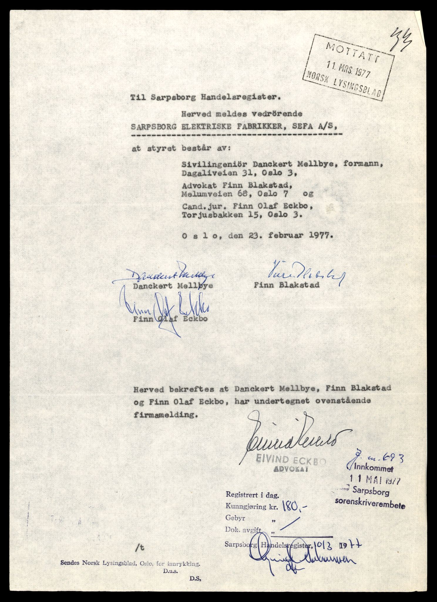 Sarpsborg tingrett, SAT/A-10471a/K/Kb/Kbe/L0018: Aksjeselskap, Sarpsborg E - Sarpsborg P, 1890-1989, p. 1