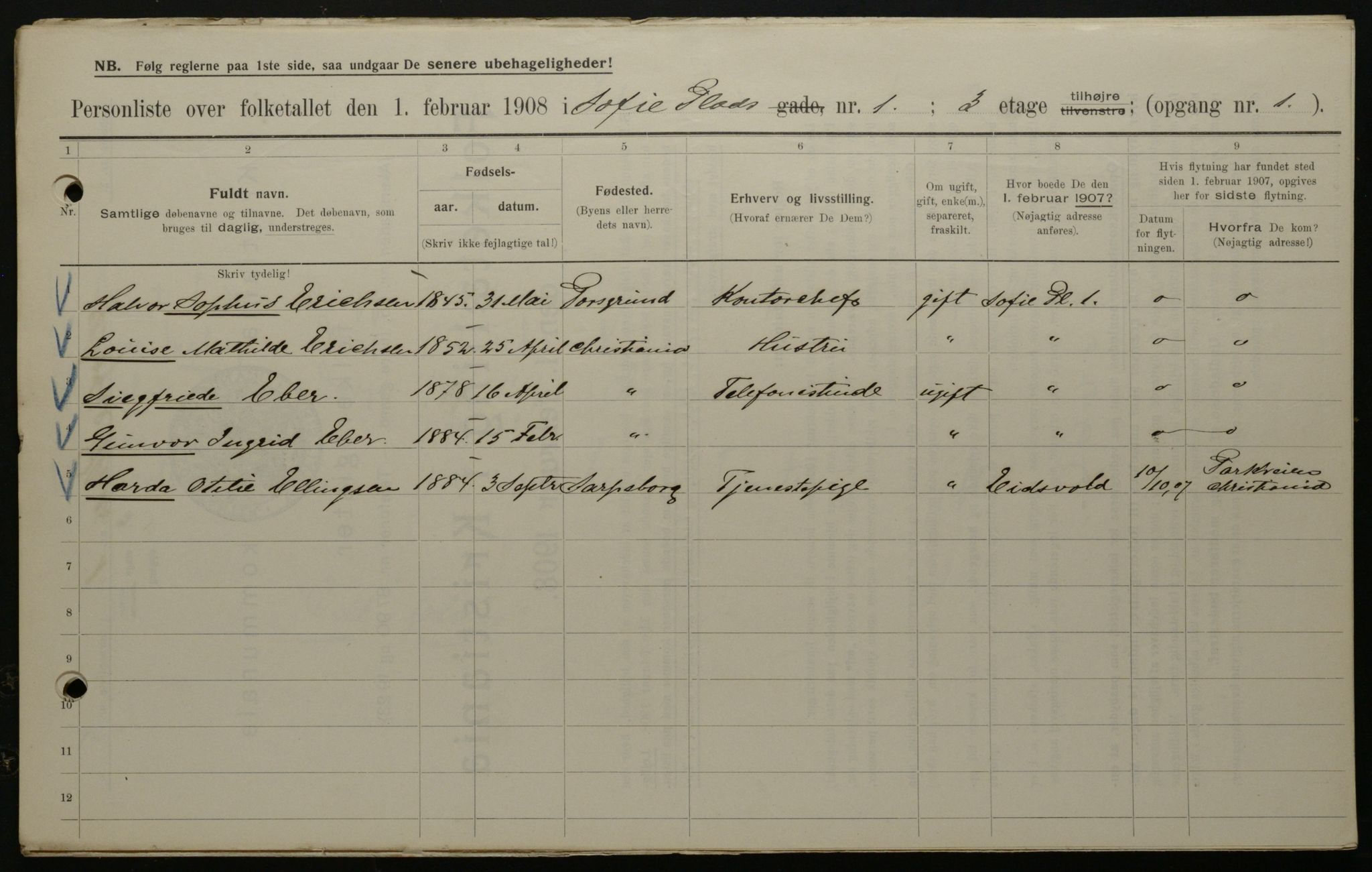 OBA, Municipal Census 1908 for Kristiania, 1908, p. 89521