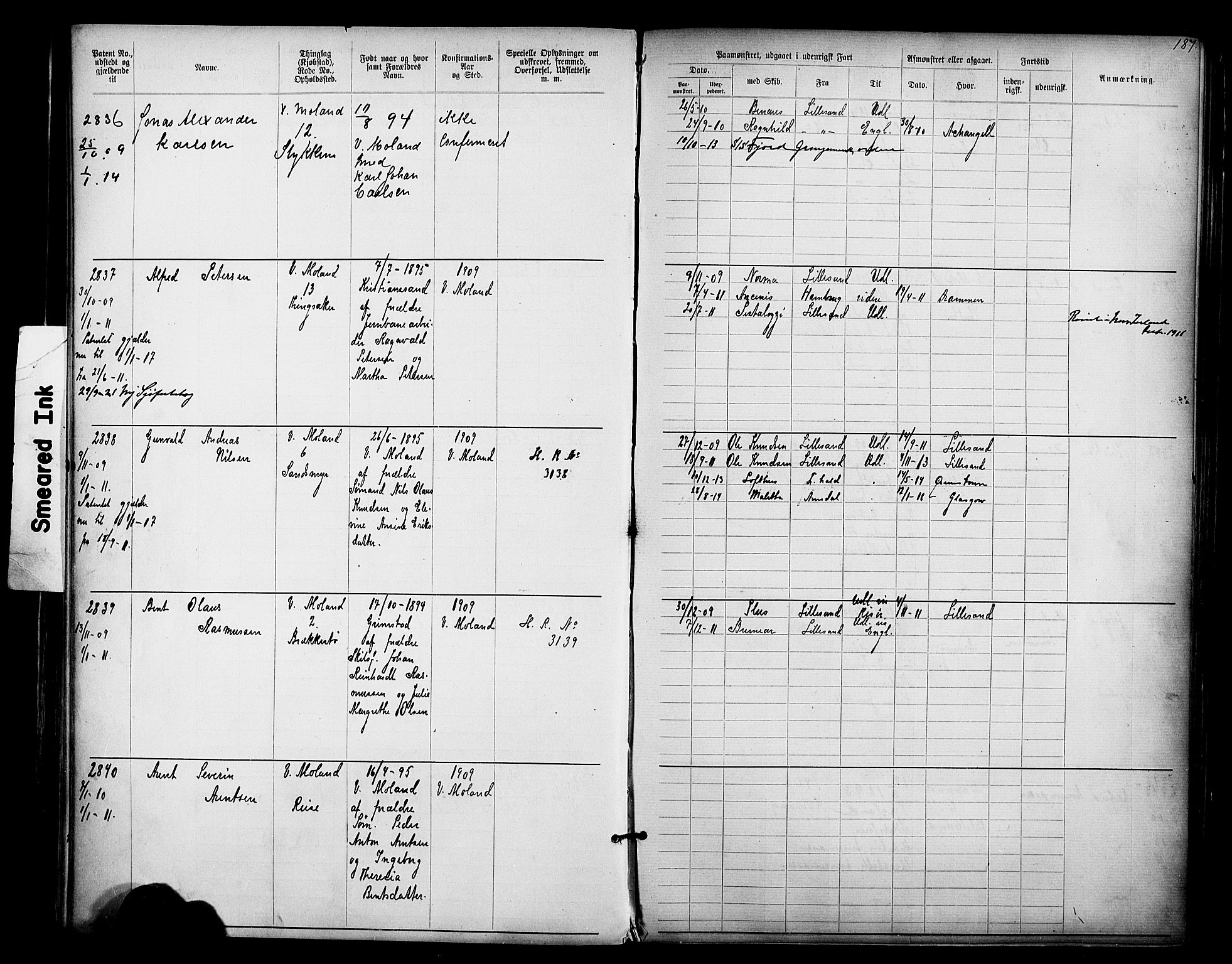 Lillesand mønstringskrets, AV/SAK-2031-0014/F/Fa/L0003: Annotasjonsrulle nr 1911-3489 med register, W-9, 1891-1932, p. 218