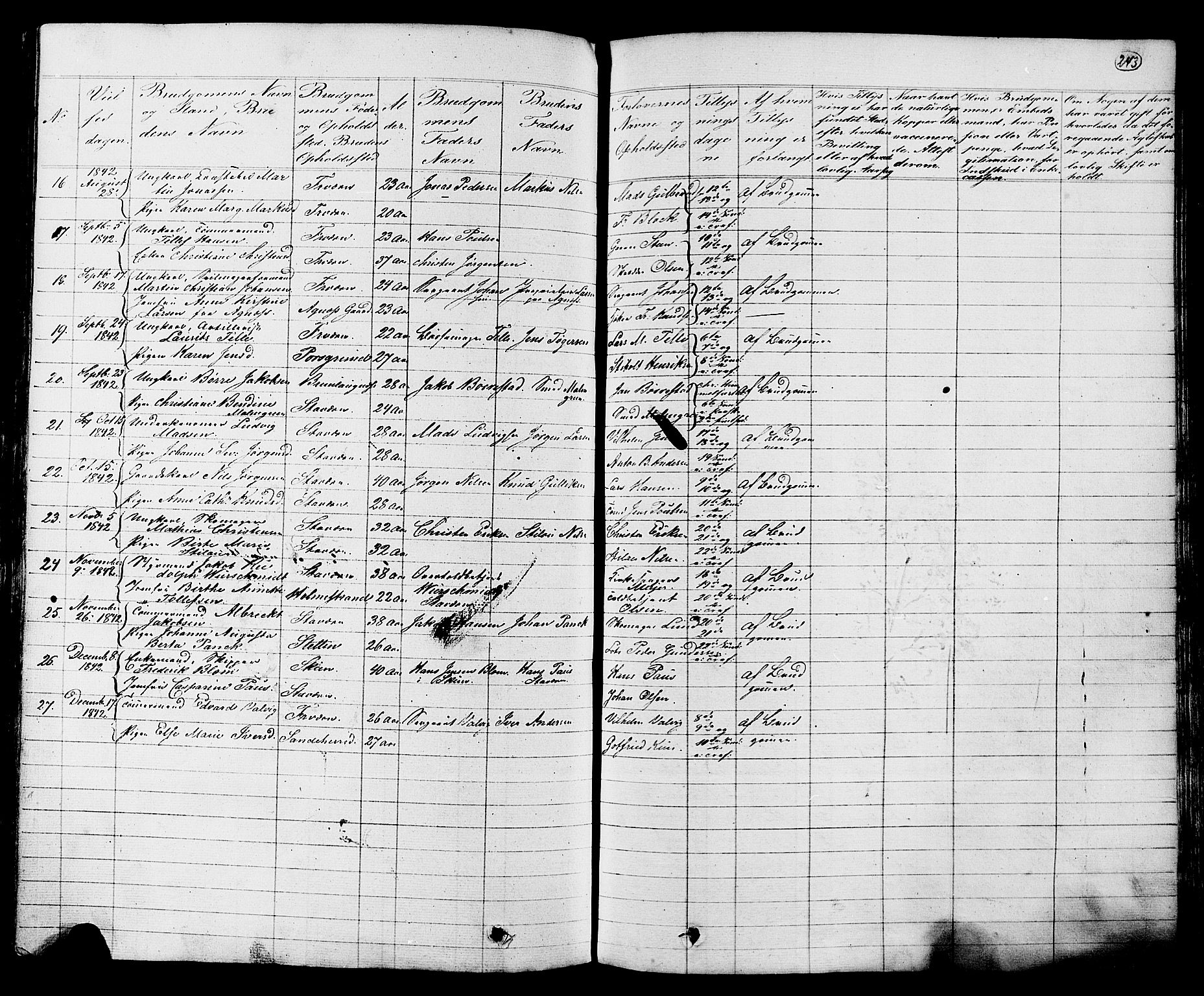 Stavern kirkebøker, SAKO/A-318/G/Ga/L0002: Parish register (copy) no. 2, 1839-1909, p. 243