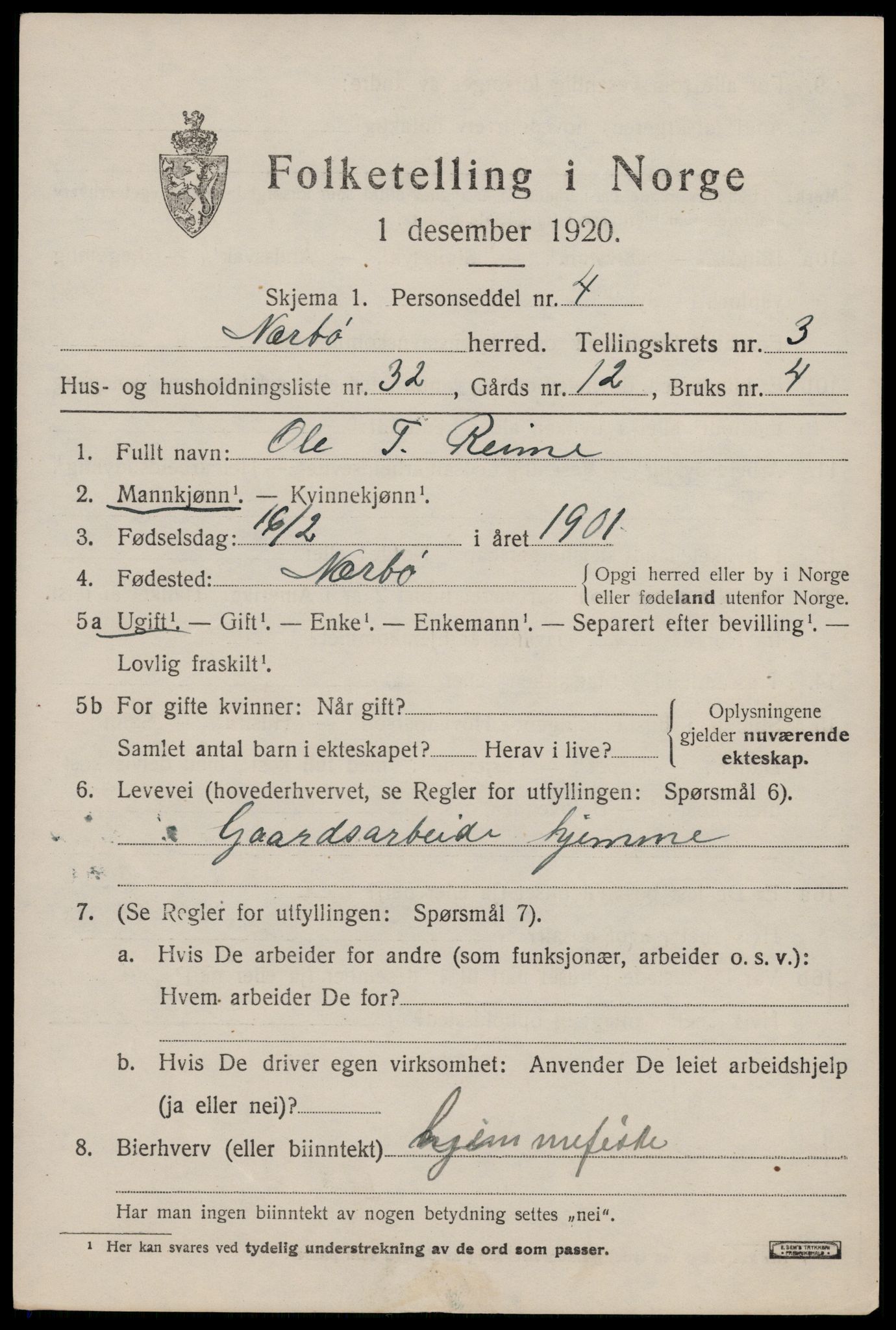 SAST, 1920 census for Nærbø, 1920, p. 2553