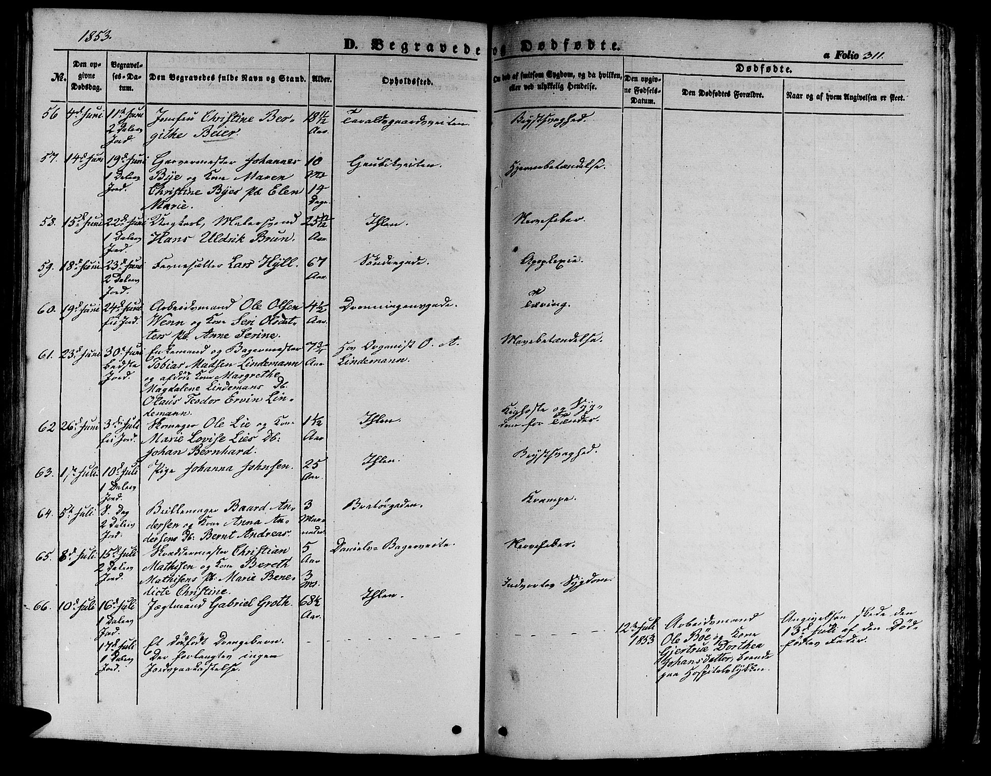 Ministerialprotokoller, klokkerbøker og fødselsregistre - Sør-Trøndelag, AV/SAT-A-1456/602/L0137: Parish register (copy) no. 602C05, 1846-1856, p. 311