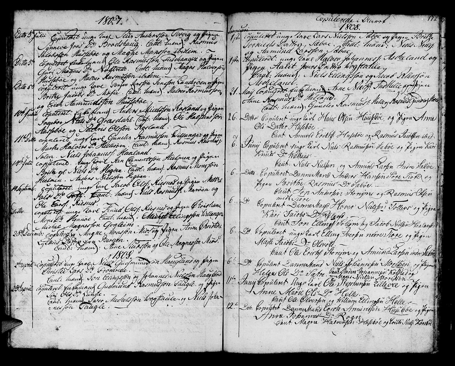 Manger sokneprestembete, SAB/A-76801/H/Haa: Parish register (official) no. A 2, 1792-1815, p. 172