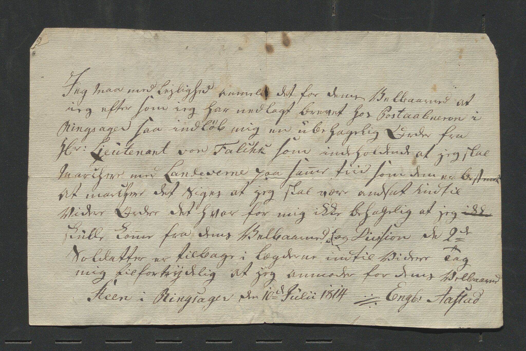 Åker i Vang, Hedmark, og familien Todderud, AV/SAH-ARK-010/J/Jc/L0004: Korrespondanse, 1796-1844, p. 116