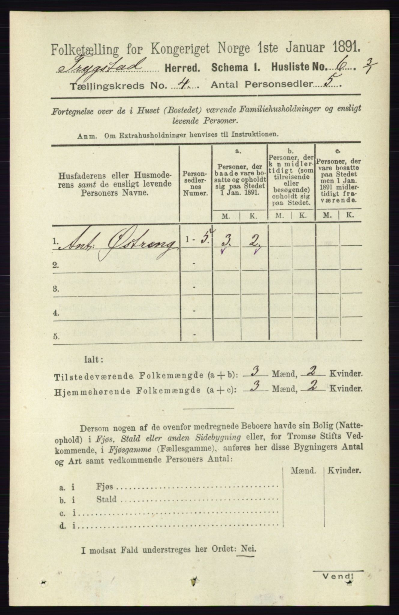 RA, 1891 Census for 0122 Trøgstad, 1891, p. 1520