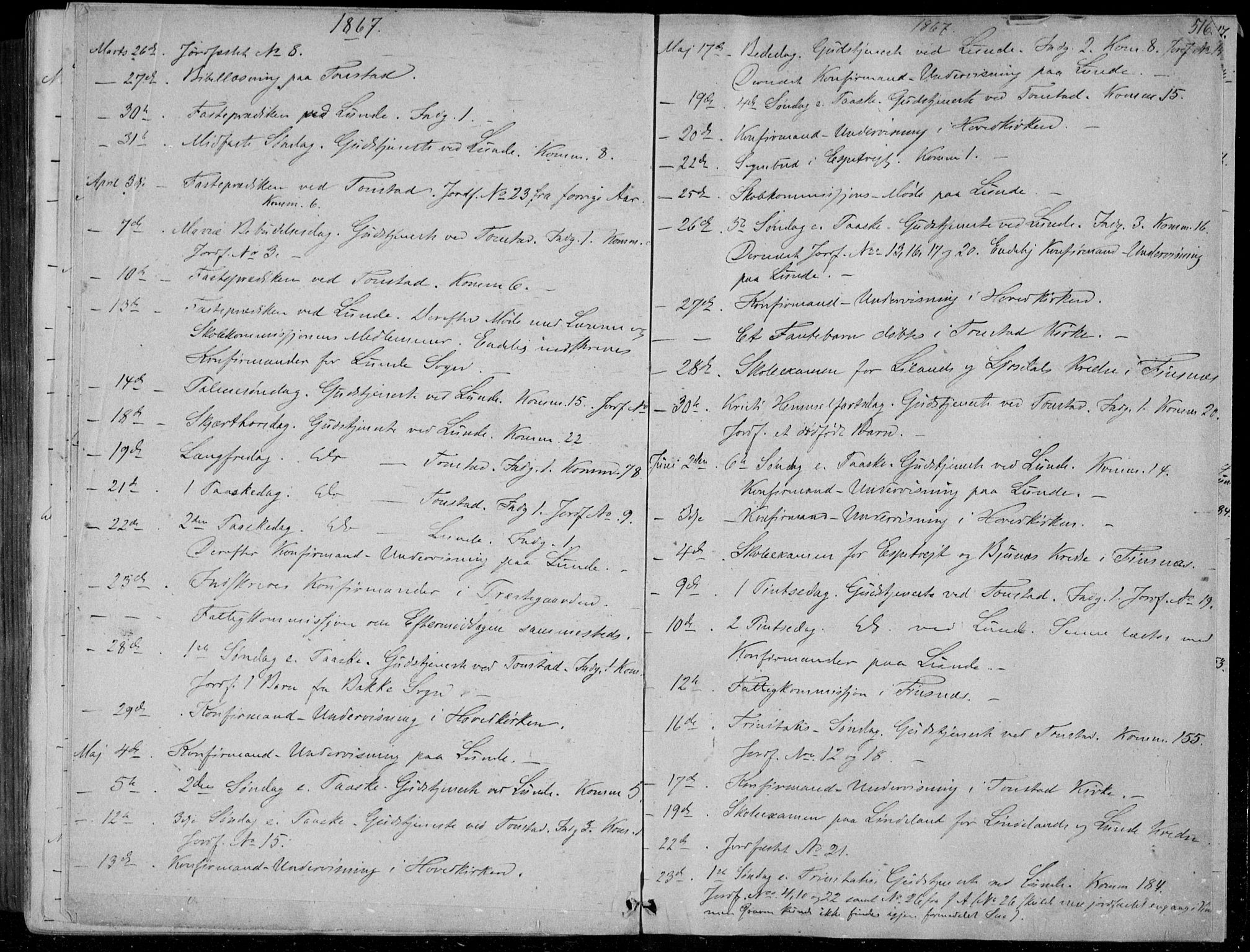 Sirdal sokneprestkontor, AV/SAK-1111-0036/F/Fa/Fab/L0002: Parish register (official) no. A 2, 1855-1874, p. 516